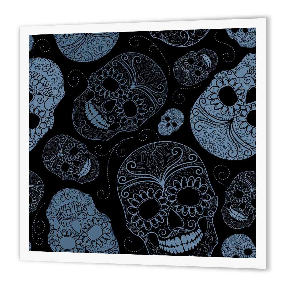 (15cm ) - PS Creations - Blue sugar skulls day of the dead art - Iron on Heat Transfers