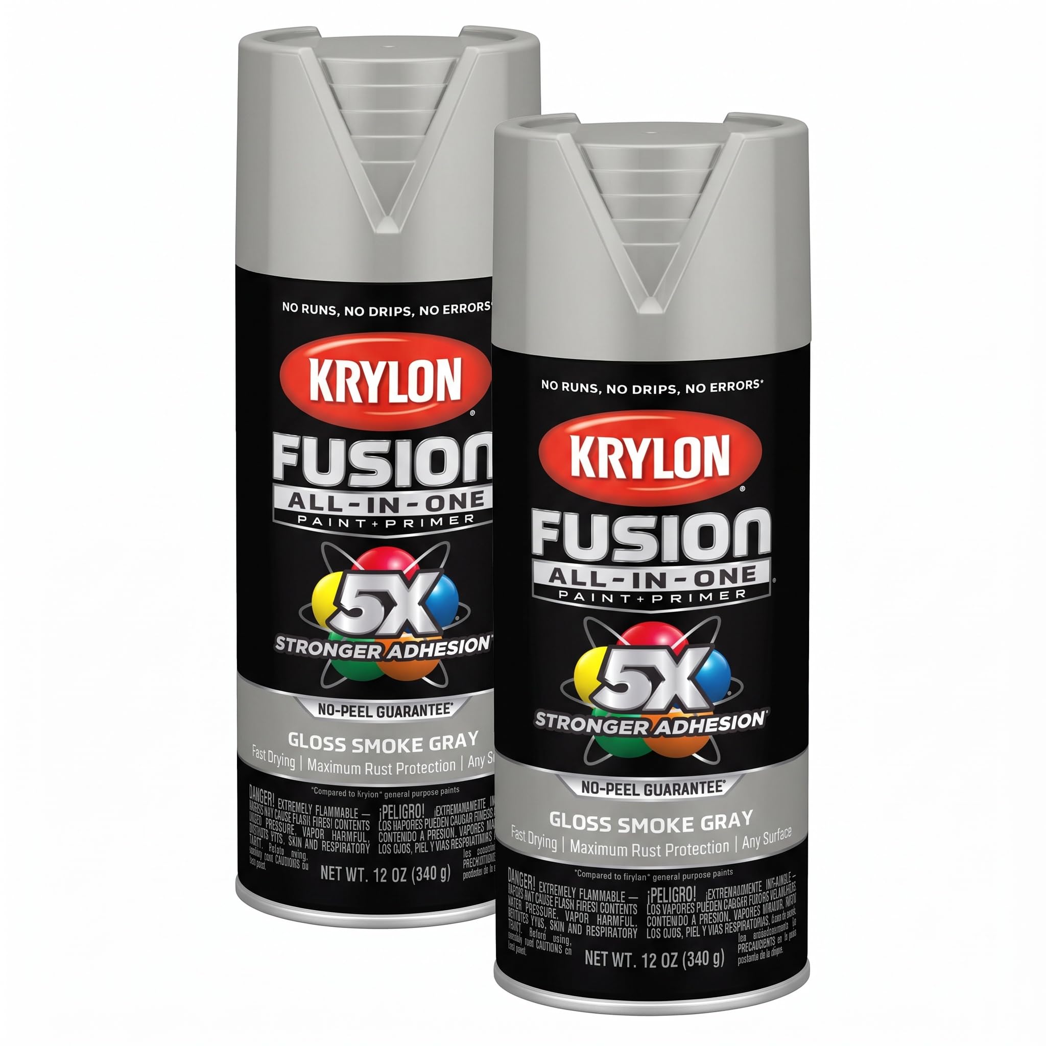 Krylon K02723007 Fusion All-In-One Spray Paint for Indoor/Outdoor Use, Gloss Smoke Gray 12 Ounce (Pack of 2)