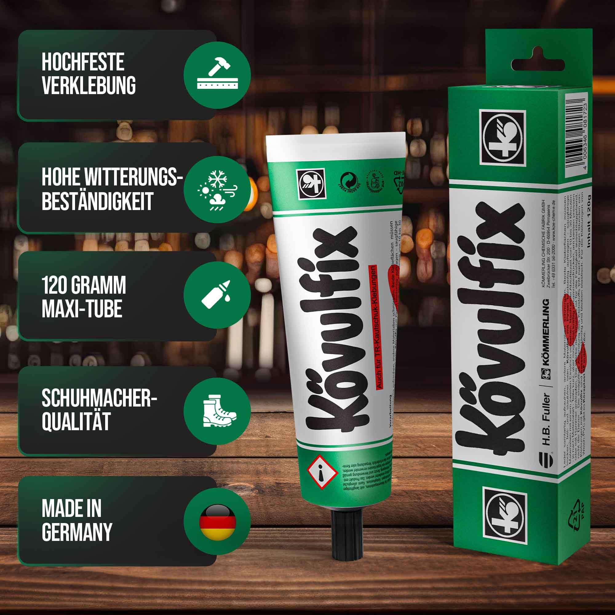 Langlauf Schuhbedarf Kövulfix Shoe Glue 120 g - Contact Adhesive Extra | Professional Shoe Repair Glue - Leather Glue for Soles, Sneakers, Boots, Rubber, Cork, EVA & Textile Glue