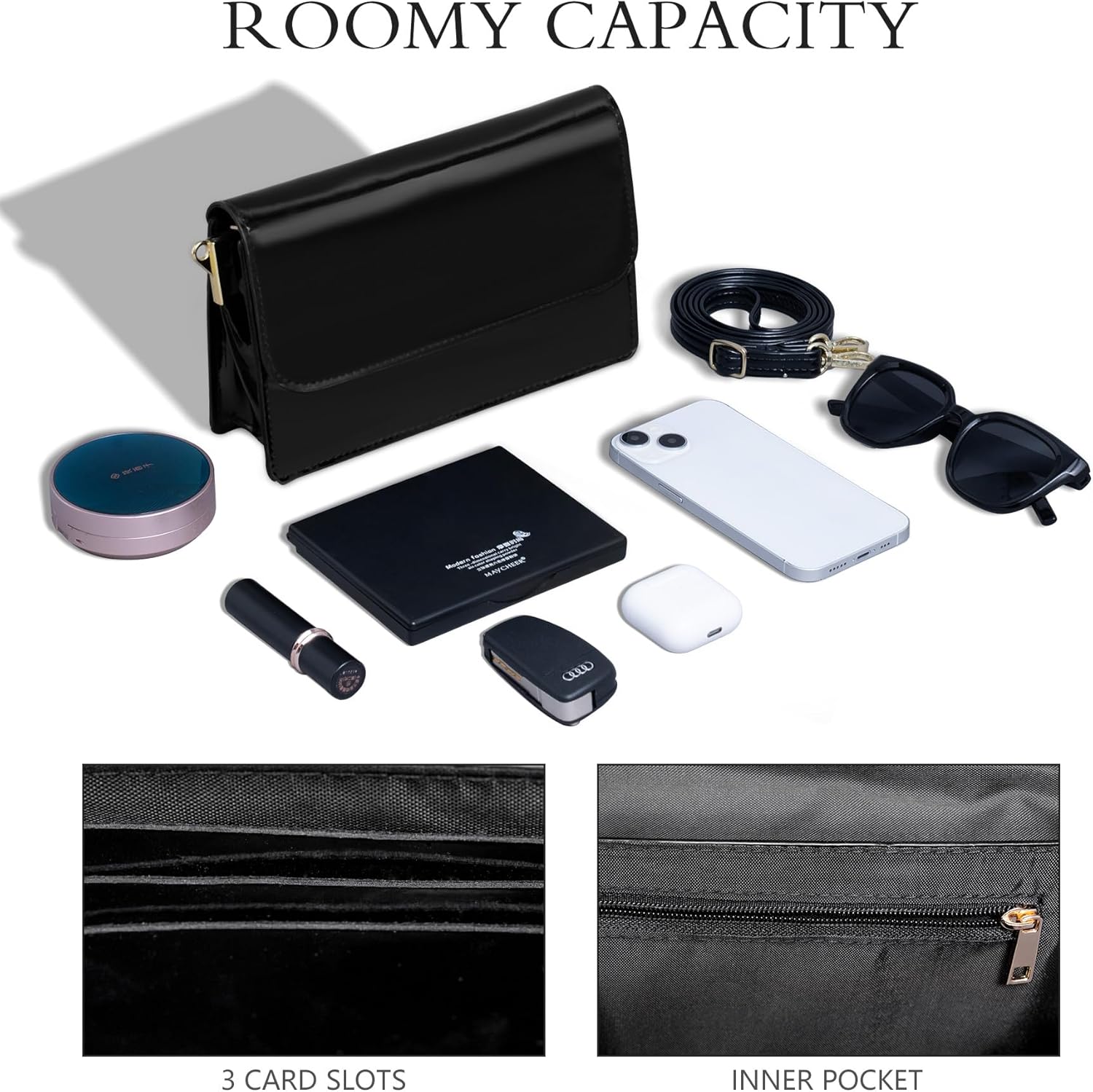 Evening Bag Clutch Purse for Women, Sparkling Envelope Handbag with 2 Compartments for Prom Cocktail Party - Image 5