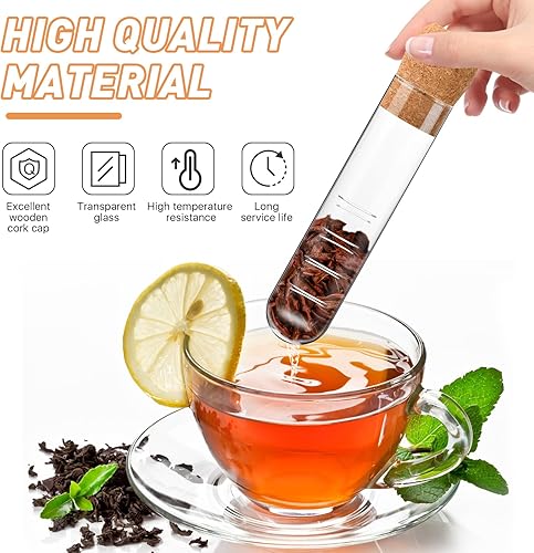 Miniatura 3 de Infusor de té de vidrio, coladores de vidrio con tapa de corcho, difusor de vidrio reutilizable para té y té sueltos, colador de té transparente