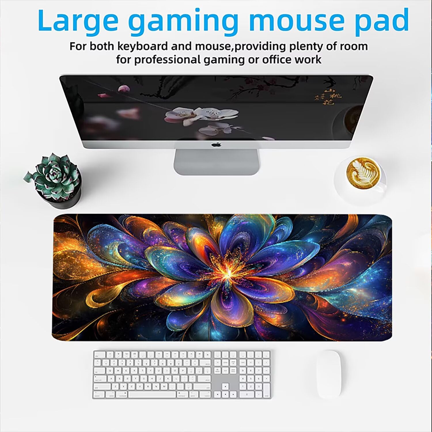 Podkładka pod mysz AAA XXL 1200 x 600 mm duża mata na biurko szyta krawędź wodoodporna antypoślizgowa, laptop poprawia precyzję i prędkość. do gier, komputera, kwiatów krajobrazu w0w735