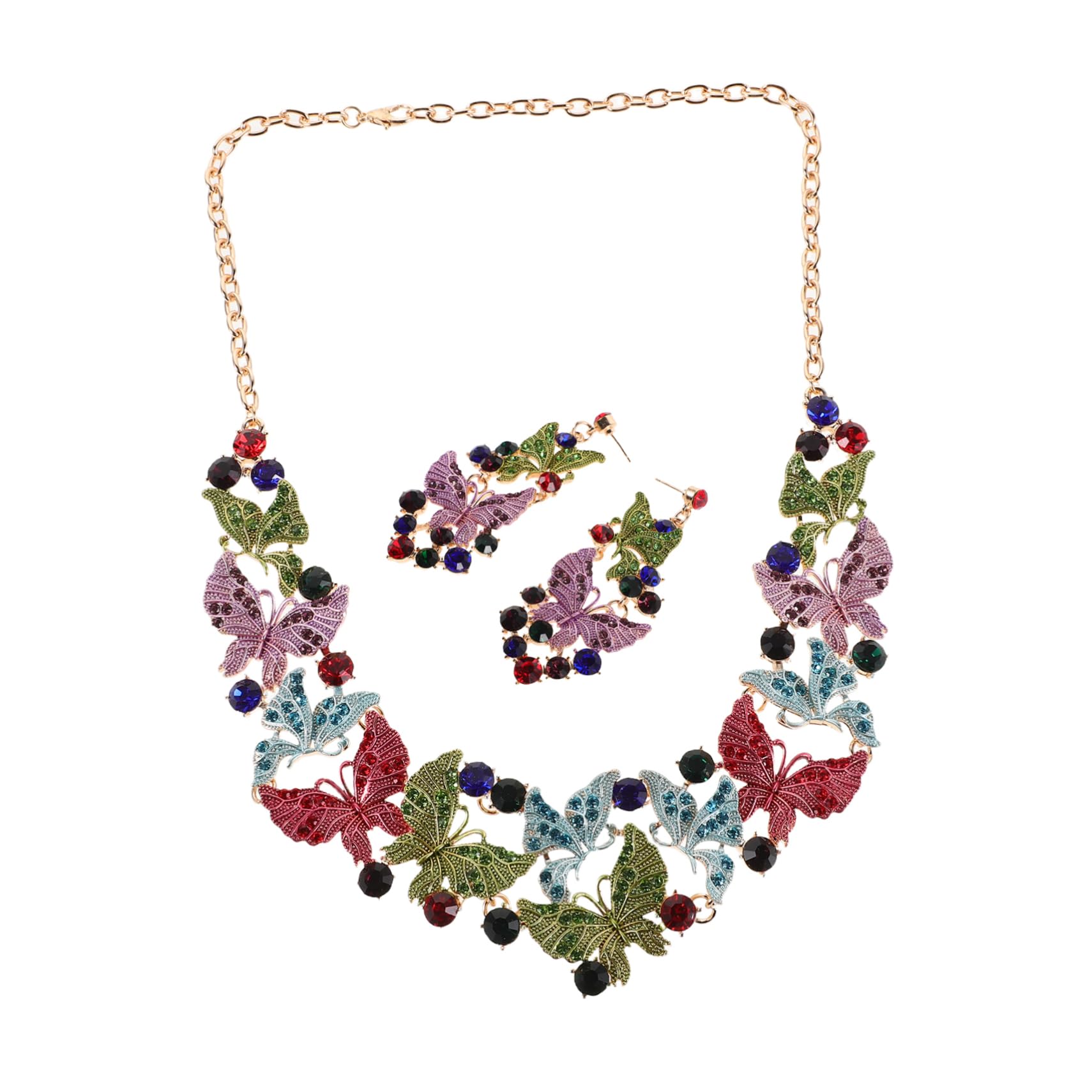 SHOWERORO Accesorios de Fiesta Gemas de Imitación Collar y Conjunto de Pendientes para Mujer para Fiestas de Bodas y Ocasiones Especiales