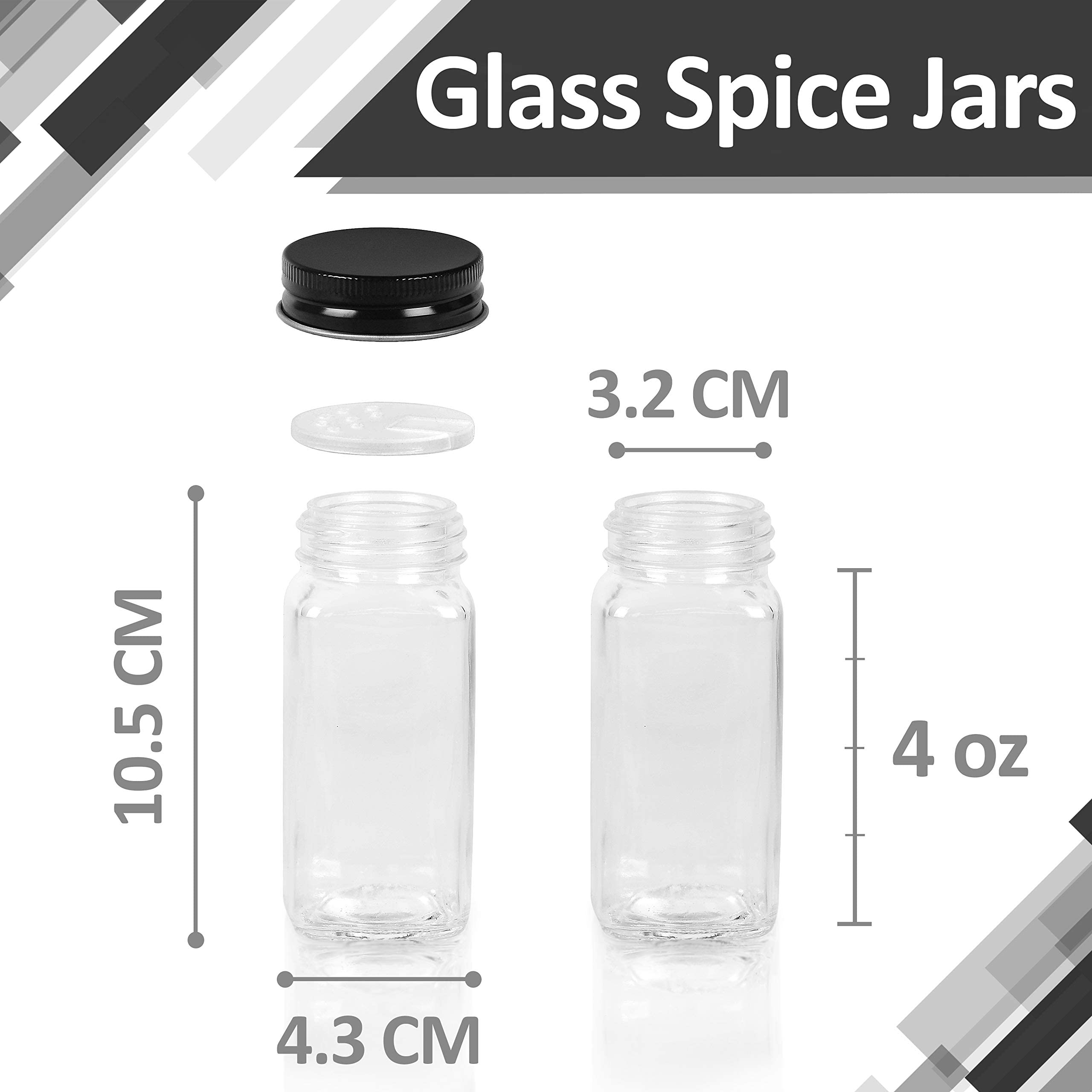 TRIENCY Set of 25 Glass Spice Jars with Lid for Retaining Herbs and