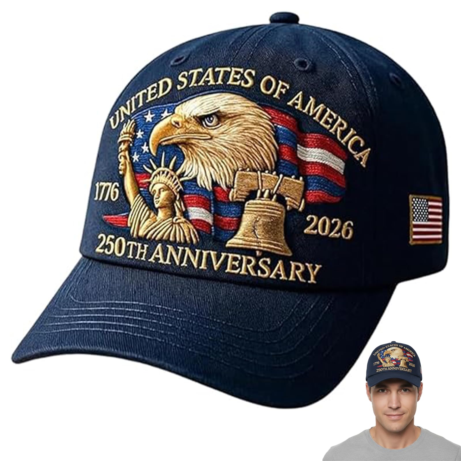 250 Anniversary USA Hat, Adjustable 250 Year American Anniversary Hat