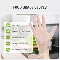 Vista 4 de Disposable Vinyl Gloves, Food Safe, Latex-Free Powder-Free Clear Plastic Gloves for Cooking, House Clean, Food Prep