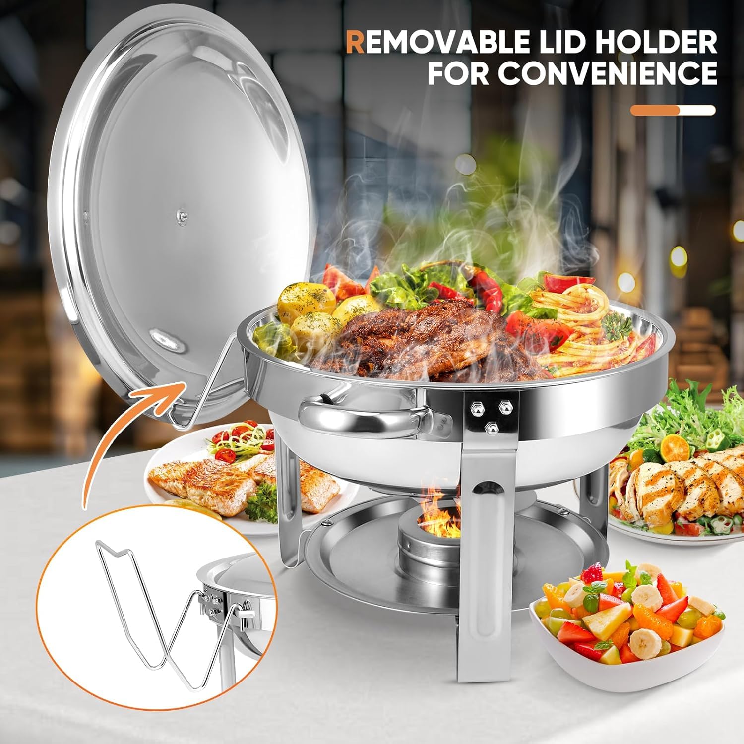 4 Pezzi Set Buffet Scaldavivande, Lid 4.5/6 Litre Cibo Scaldabagno Catering, Buffet Scaldabagno Scaldabagno Scaldabagno Scaldabagno, per Buffet Commerciale Cucina Domestica