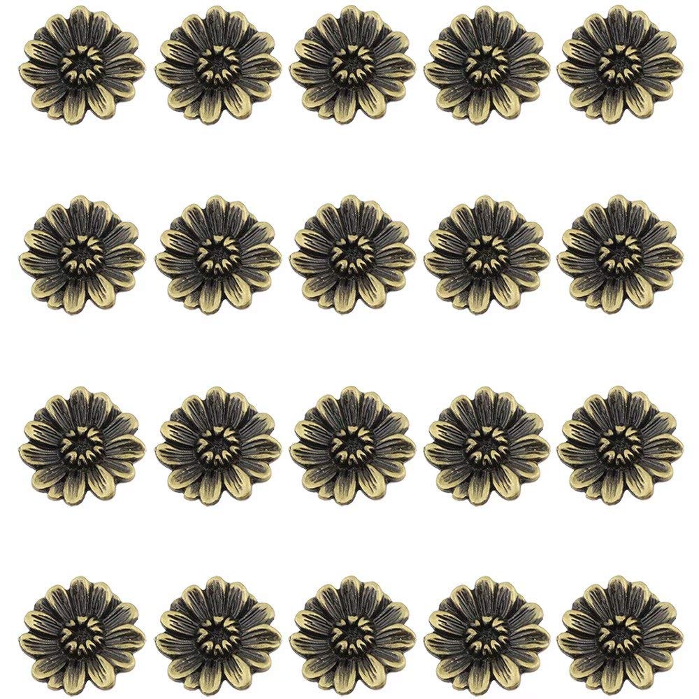 20 pomelli in bronzo per mobili, vintage, creativi, crisantemo, pomelli per comò, pomelli per cassetti, armadio, maniglia per casa e ufficio (crisantemo)