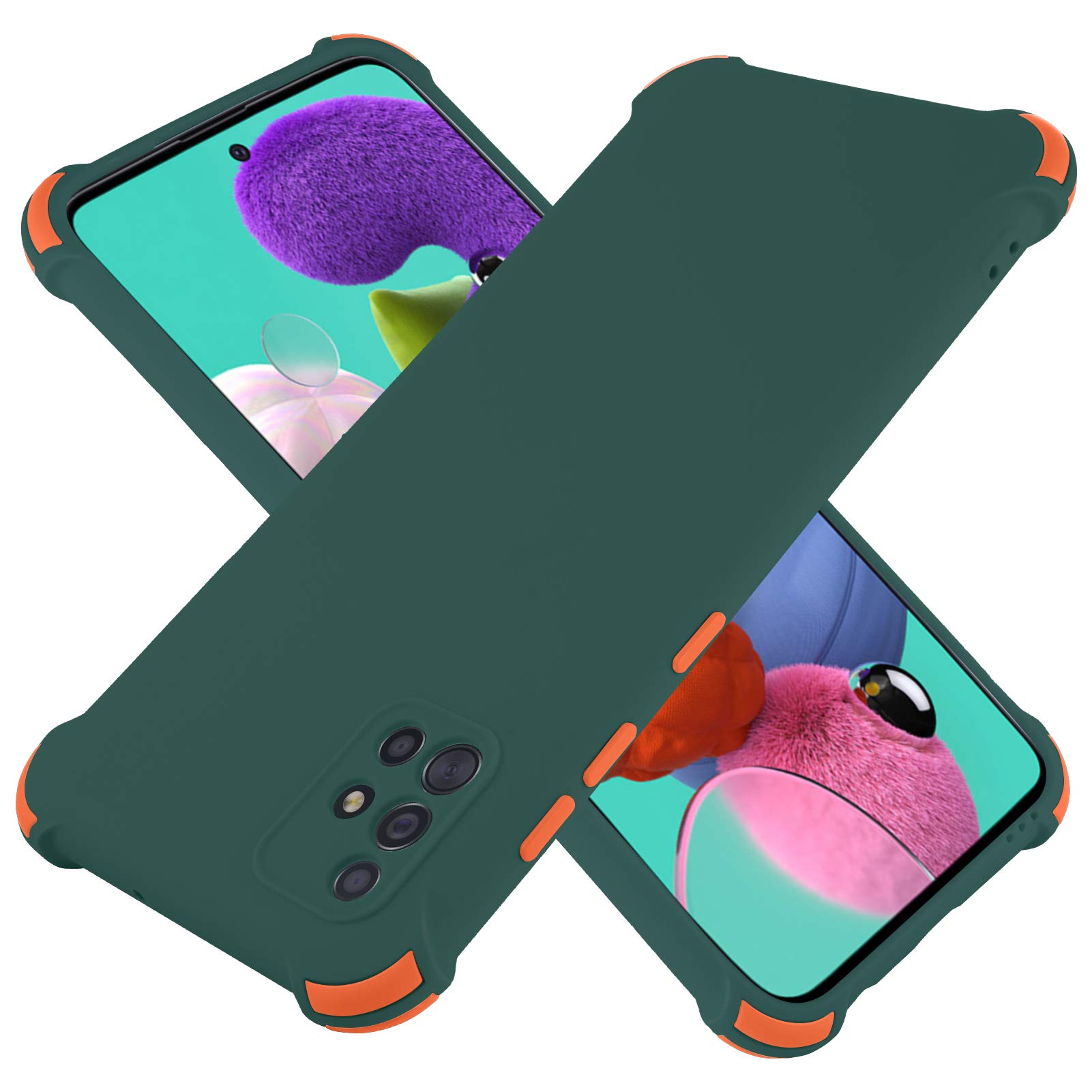Case for Samsung Galaxy A51, Shockproof Slim Fit Protective Case Camera Lens Protector with 4 Corners Drop Protection Cushion Anti-Scratch Soft TPU Bumper Cover for Samsung Galaxy A51 6.5" Dark Green