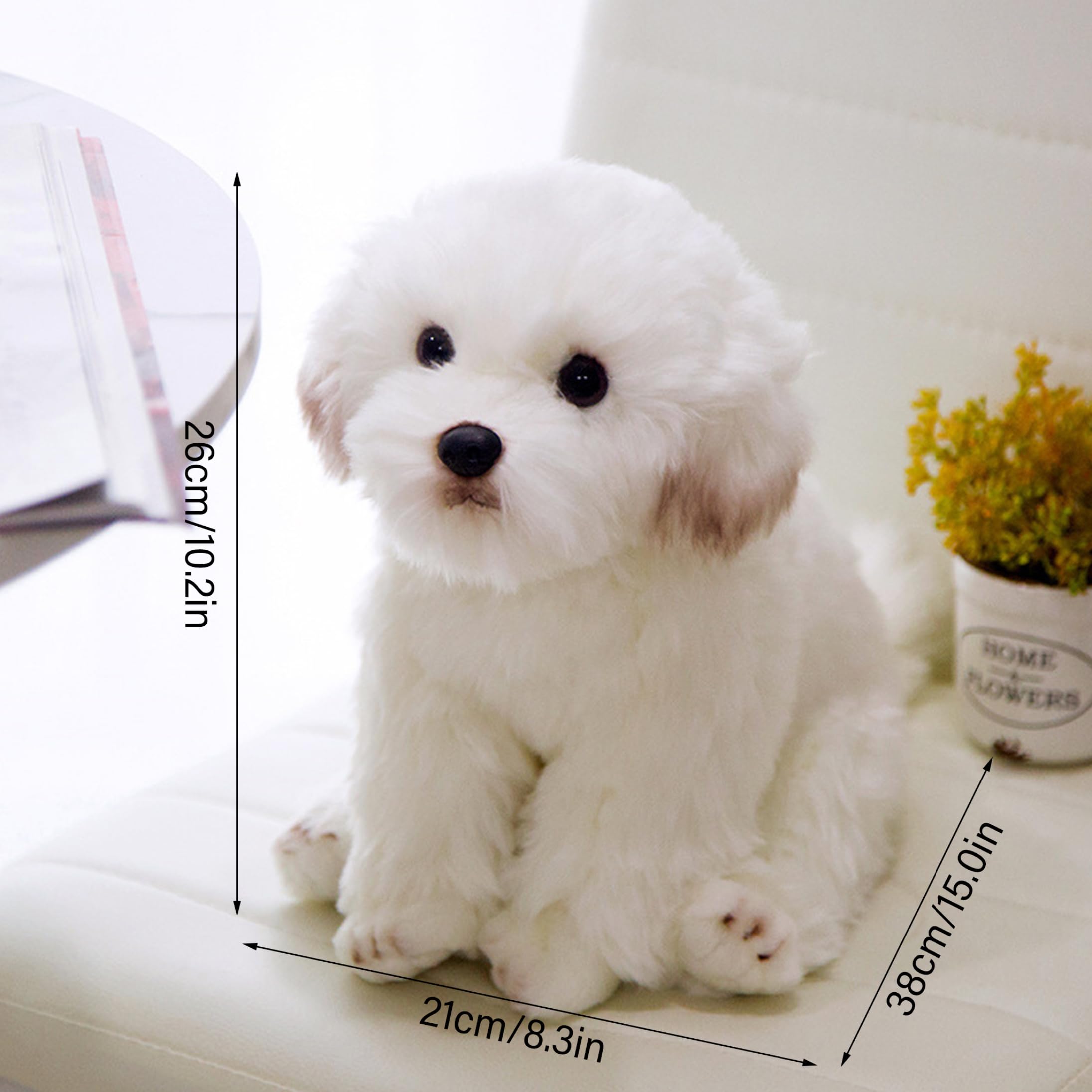 Peluche per cani, cane di peluche realistico, animale di soffice cucciolo bianco