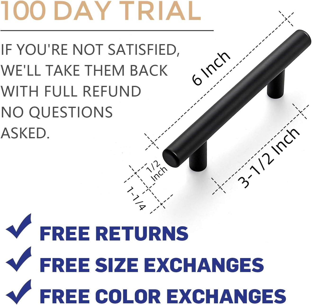 Ravinte 45 Pack 6 inch Cabinet Pulls Matte Black Stainless Steel Kitchen Cupboard Handles Cabinet Handles 3.5” Hole Center