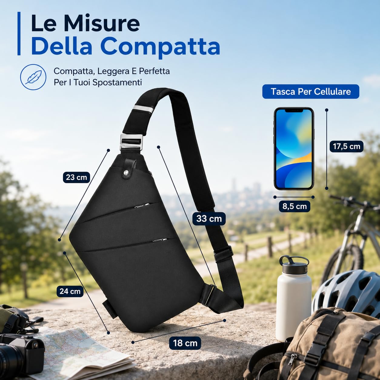 La Compatta Borsa Antifurto a Tracolla da Uomo Compatta Leggera e Resistente con Tasche Interne per Turismo Ufficio e Mezzi Pubblici