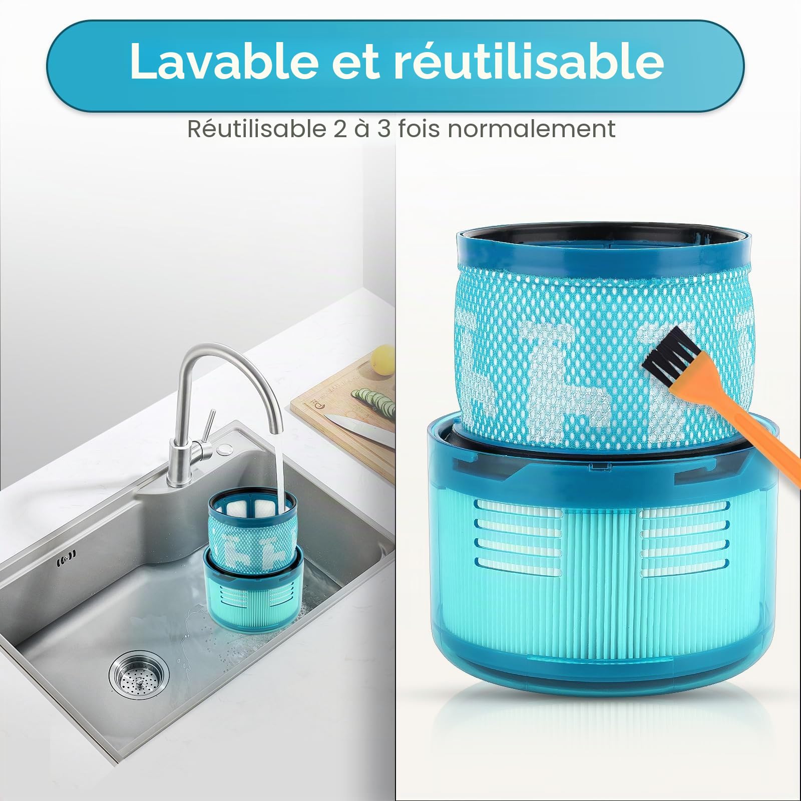 (3 pièces) Gen5 Outsize Filtres HEPA de remplacement pour les aspirateurs sans fil Dyson Gen5Detect, Gen5 Detect Absolute SV23, Gen5 Outsize, Gen5 Outsize Absolute SV24 Gen5 Detection Fluffy