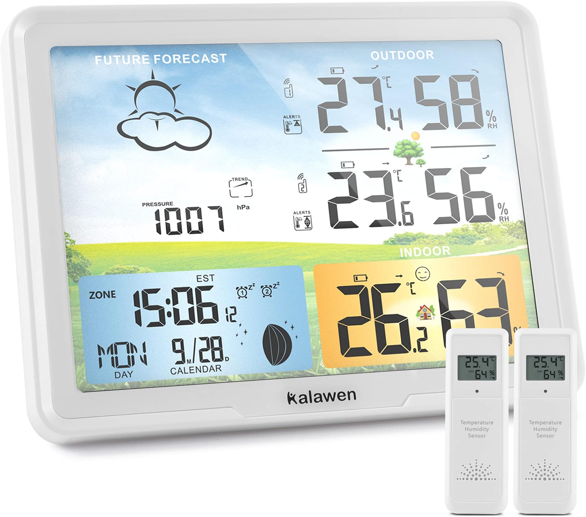 Kalawen Weather Station for Home with 2 Wireless Outdoor Sensor Digital