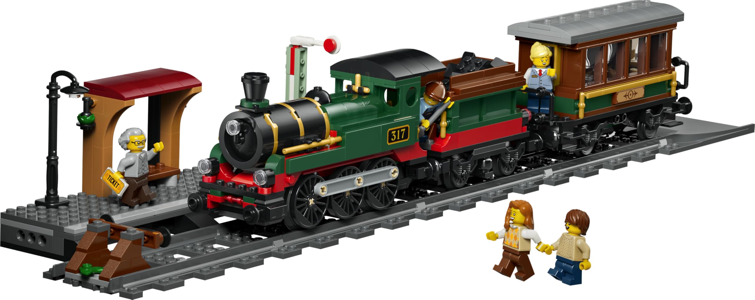 LEGO City Treno a Vapore Vintage Giocattolo - Kit di Modellismo STEM con Stazione, Binari, Cabina di Comando, Segnale di Stop e 5 Minifigure - Regalo di Compleanno per Bambini da 7 Anni in su - 60511