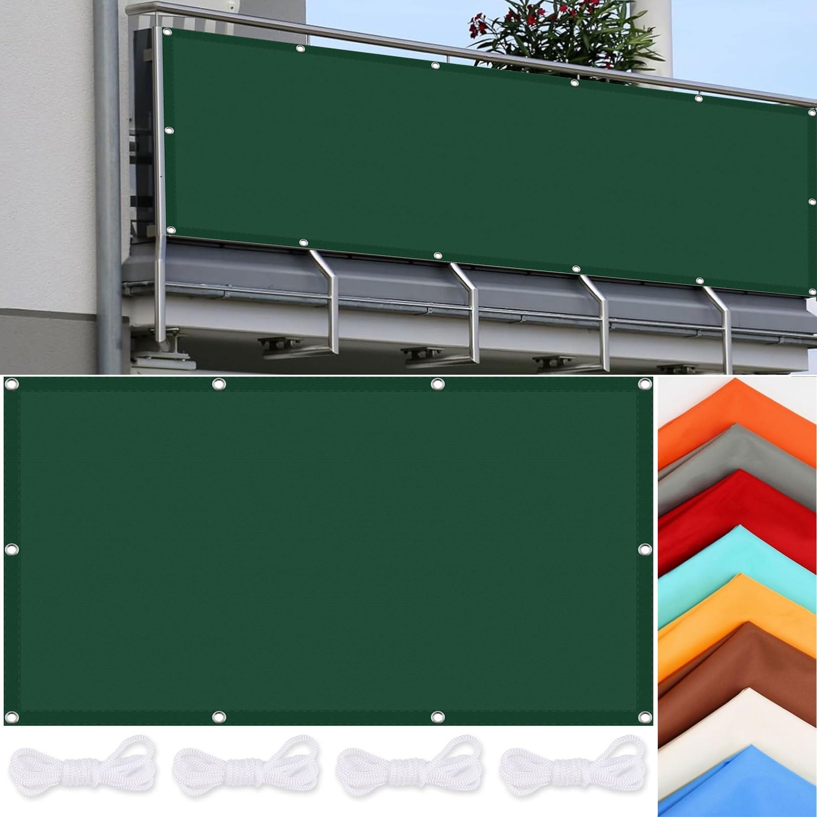 Voile d'ombrage 110x750 anti vent et pluie pour protéger un grand balcon