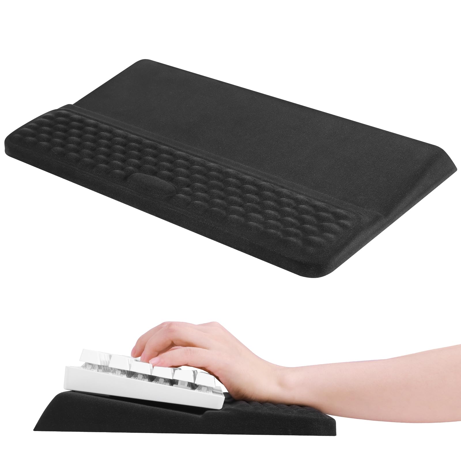 Ergonomic Keyboard Wrist Rest with Stand, 2-in-1 Keyboard Wrist Support with Soft Memory Foam Support Pad, Non-Slip Wrist Rest Comfortable Typing for Office, Home and Gaming, Wrist Relief(Black)