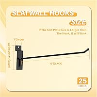 Vista 3 de Ganchos de Pared Ranurada Negros de 10 Pulgadas 25PC, Accesorios de Pared Ranurada Resistentes, Colgador de Herramientas de Pared Ranurada