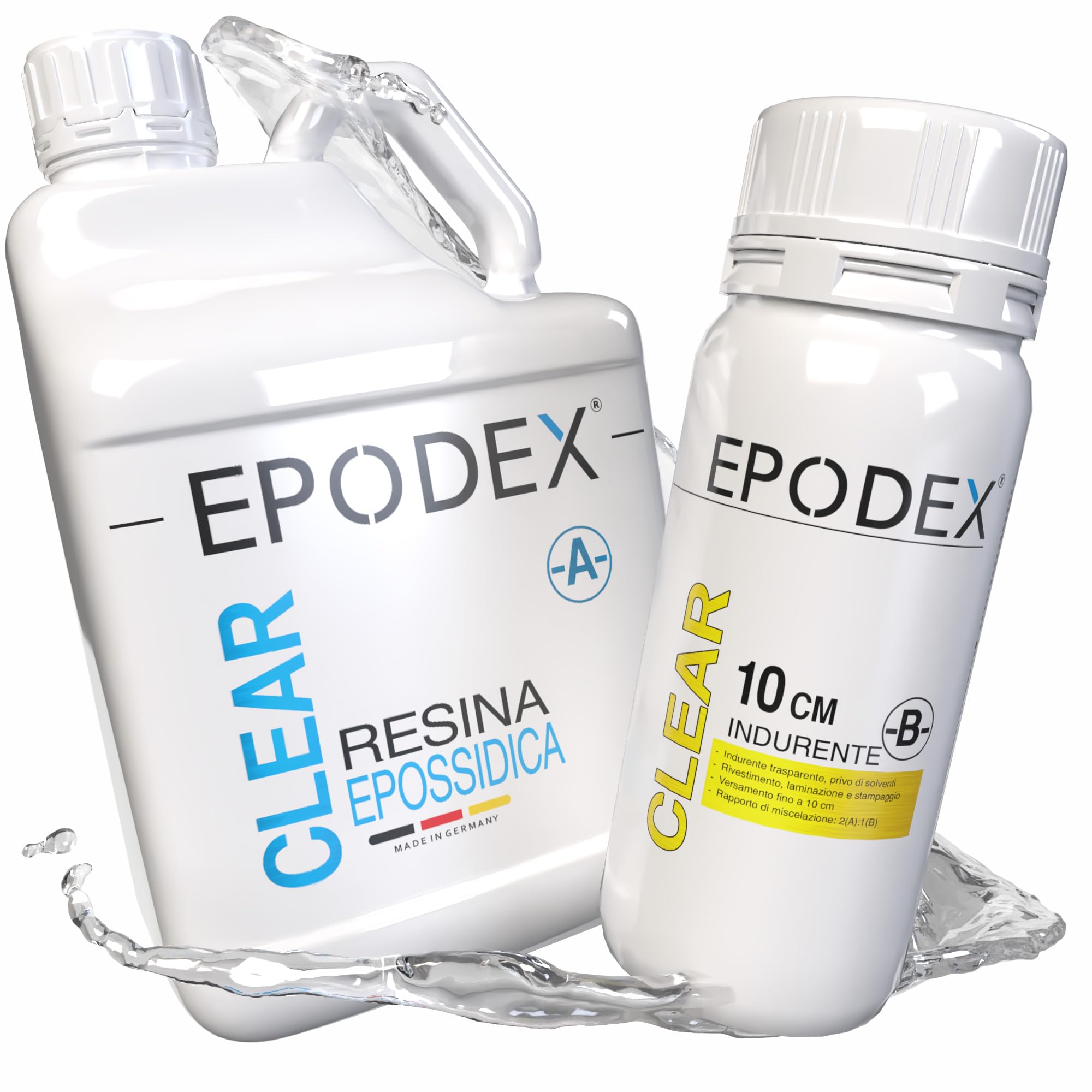 EPODEX Resina Epossidica ECO MAX 10cm, TURQUOISE - Transparent, 9kg | Resina epossidica trasparente kit, per river table, lampade e progetti ad alto spessore