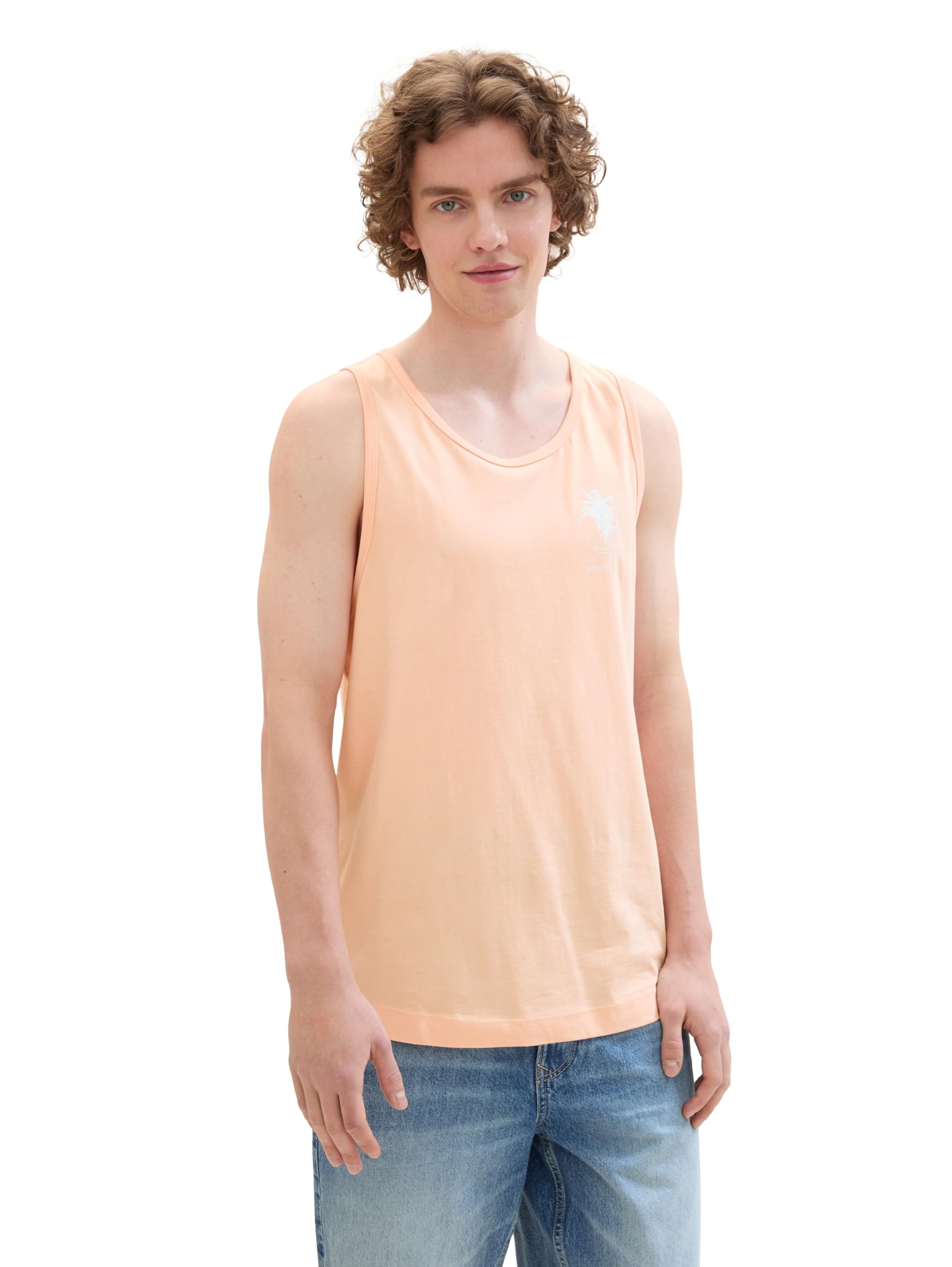 TOM TAILOR Denim Mens Summer Palm Tree Tank Top
