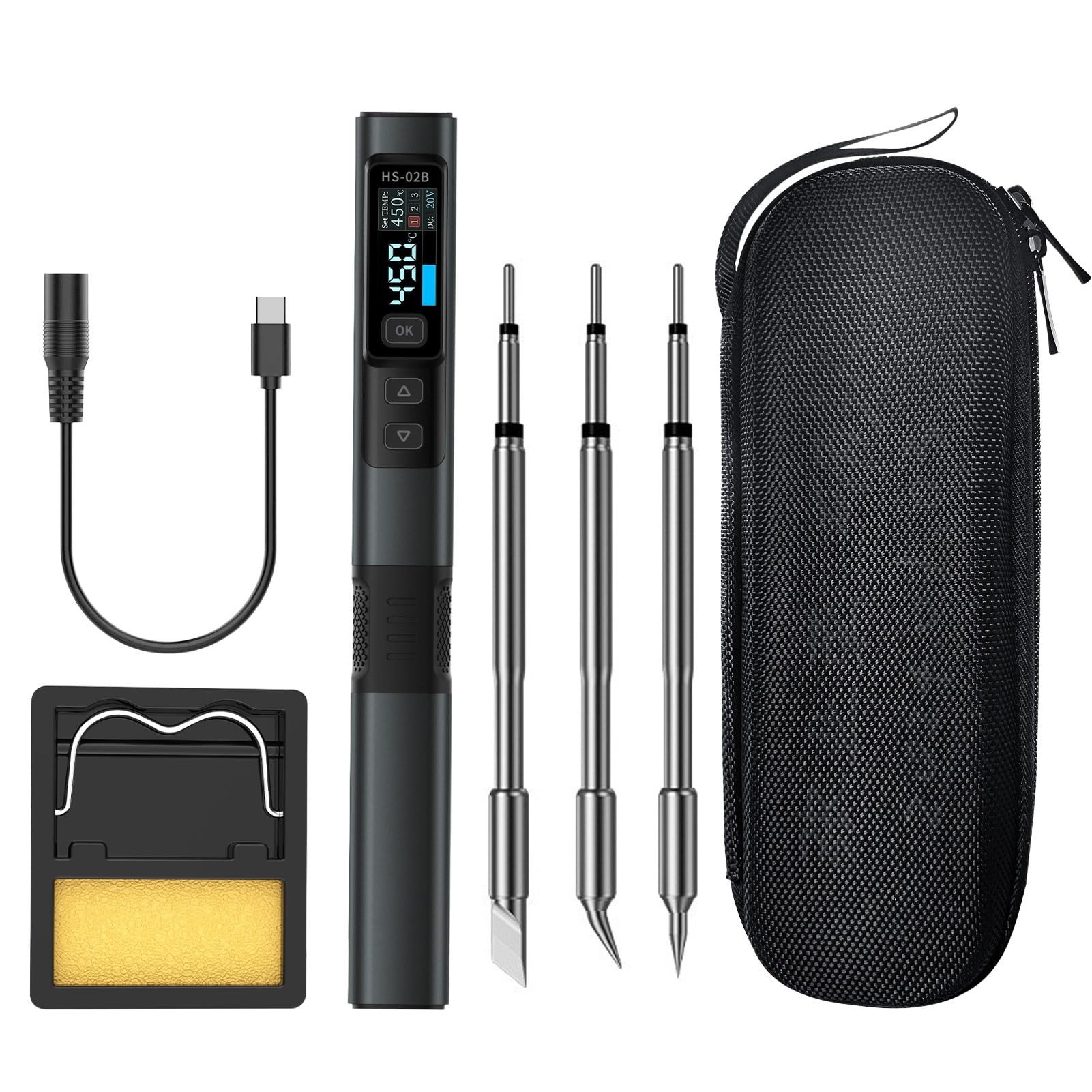DEWIN Kit de soldador eléctrico de 0,96 pulgadas IPS, portátil e inteligente, for mantenimiento del hogar