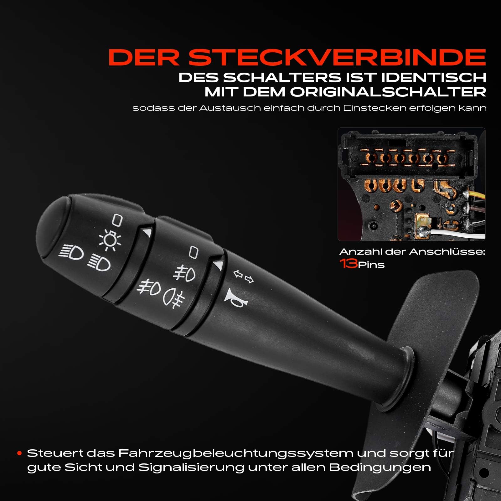 Frankberg Interruttori sul piantone dello sterzo 13-Poli Compatibile con Duster HS 1.2 TCe 125 1.6 SCe 115 1.5 dCi 1.6 16V 4x4 1.5 dCi 4x4 1.6 16V LPG 1.2 TCe 125 4x4 1.6 SCe 115 4x4 255406898R