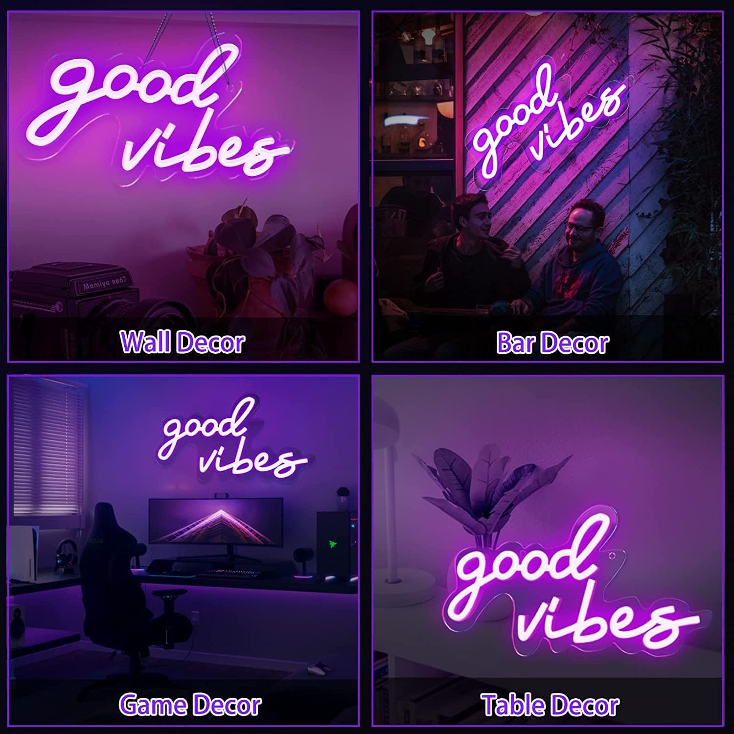 SOLIDEE Neon Schild Neon Sign mit Acrylsockel Angetrieben durch USB Dekorative leuchtreklame für Schlafzimmer Bars Clubs Festivals Partys（Violett）