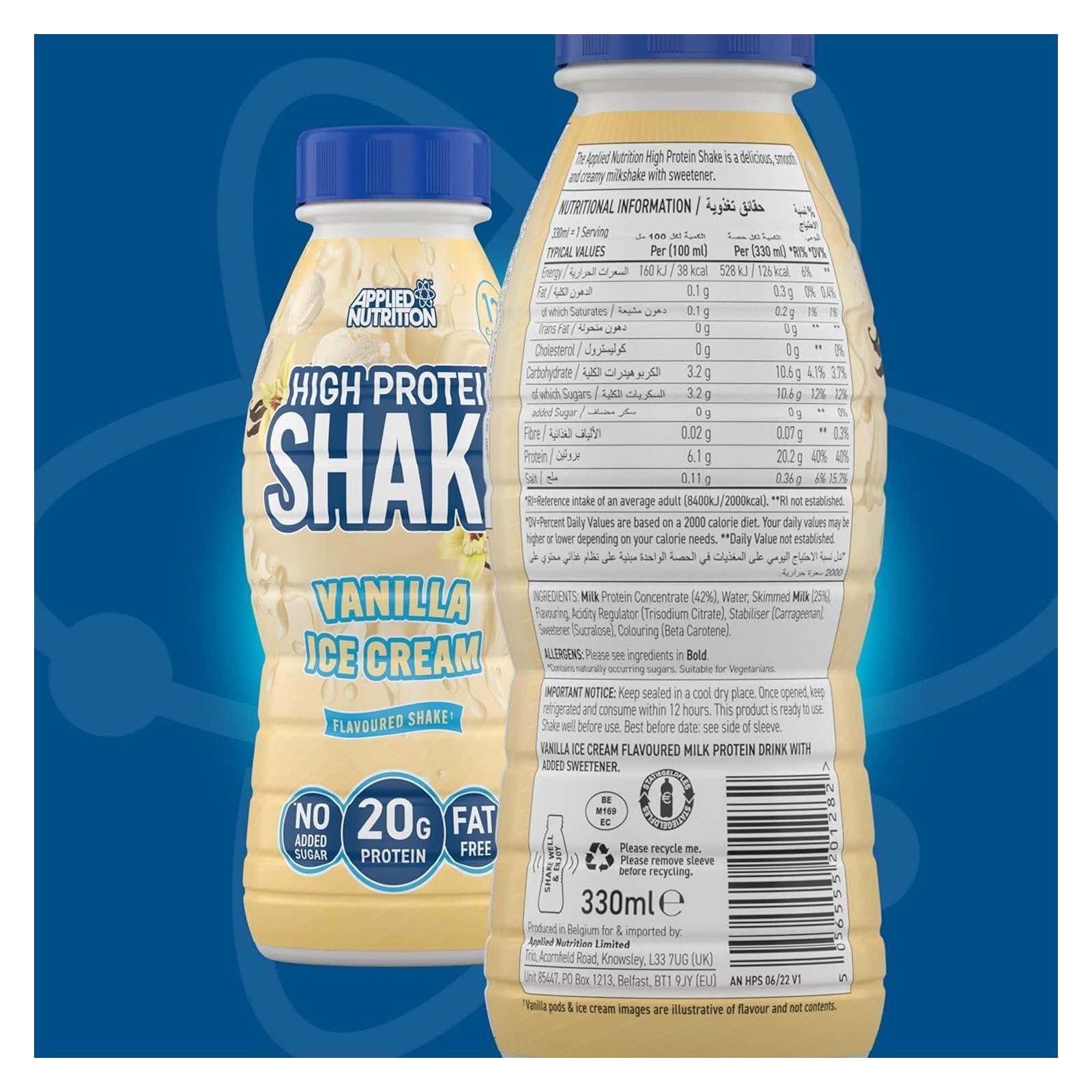 Applied Nutrition Rtd High Protein Shake 330Ml Vanilla Ice Cream X 8