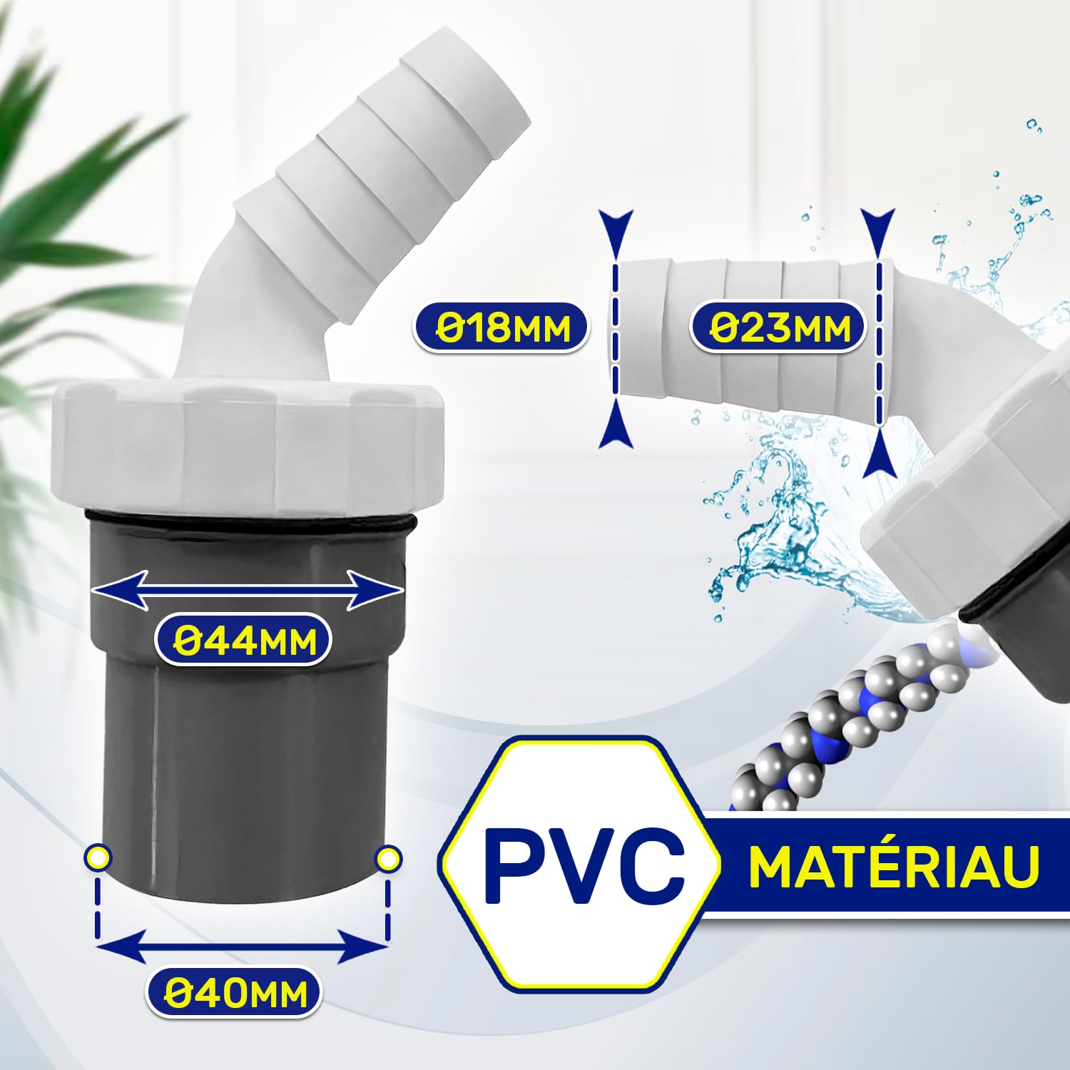 Adaptateur Double évacuation Pour Machine à Laver - Tuyaux 20-31 Mm, Avec 4 Clips De Fixation