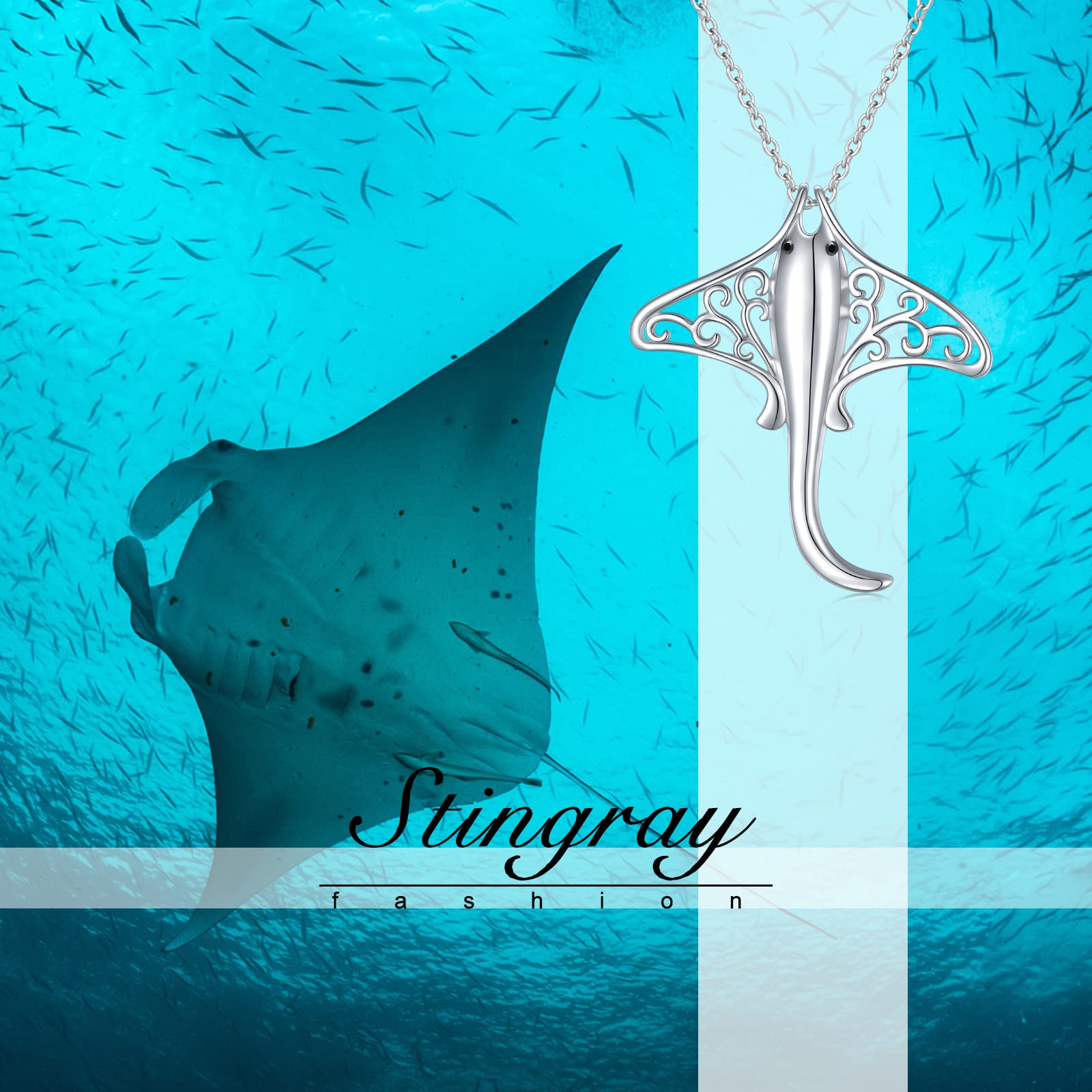 DAOCHONG Rochenhalskette aus 925er-Sterlingsilber, Meerestier, Mantarochen-Anhänger, Halskette, Schmuck für Damen, Teenager, Mädchen, Herren