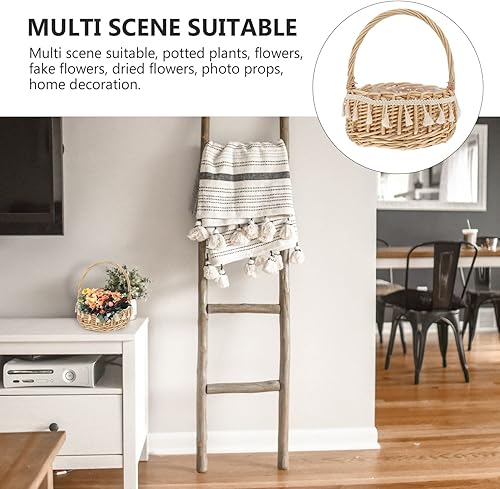 Miniatura 2 de Cabilock 3 piezas de flores de sauce decoración de ratán pequeñas cestas de madera cesta de huevo de Pascua cesta de mimbre hecha a mano maceta