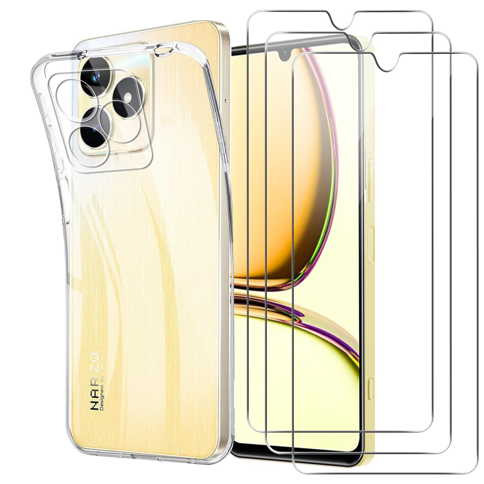 CONAPIKA Cover per Realme Note 50/Realme C53 + 3 Pezzi Vetro Temperato
