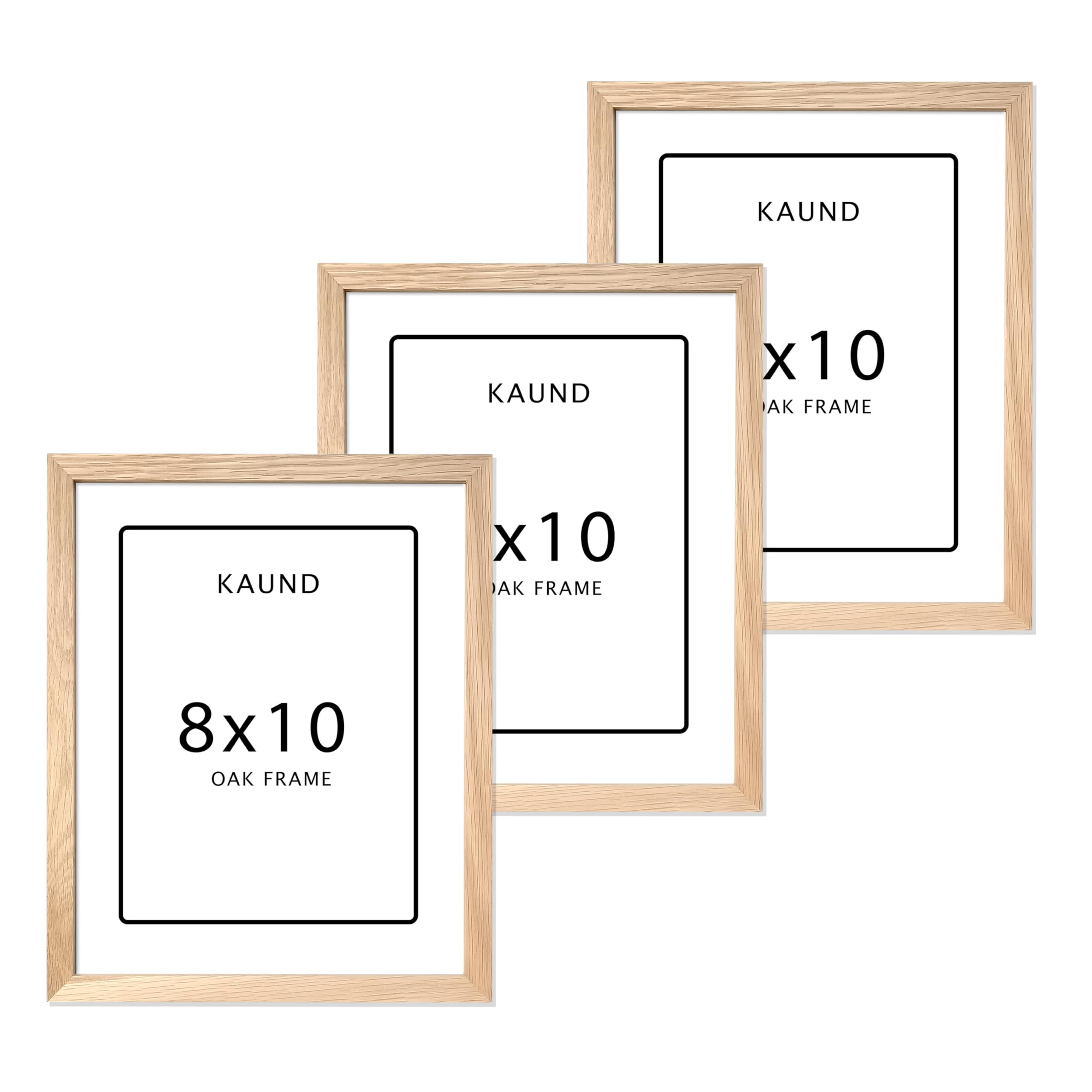 Picture Frame Natural Wood: Light Solid Oak for Sturdy Wooden Frames 8x10 3 Pack