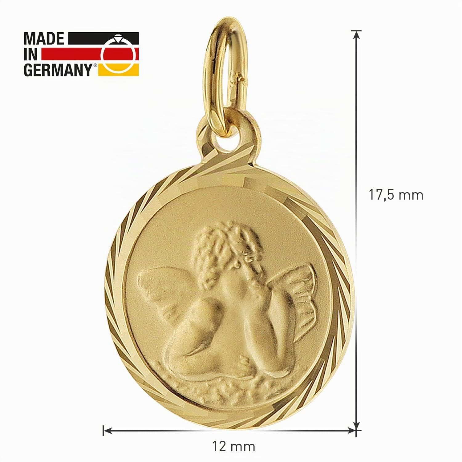 trendor Kinder Schutzengel Anhänger Gold 585 mit goldplattierter Kette