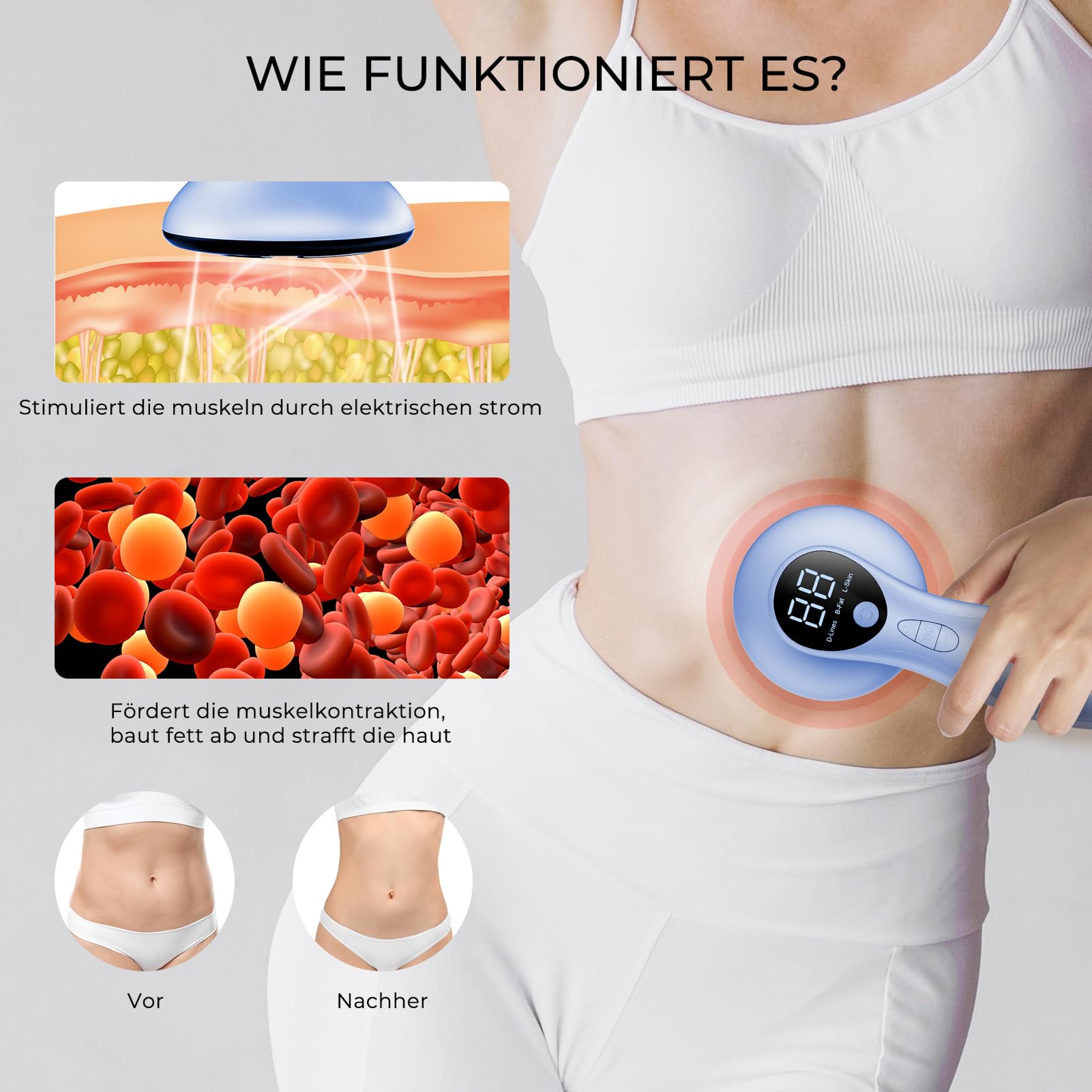 Massagegerät Cellulite Massage Anti Handmassagegerät, VerfüGt über 4 MassageköPfe mit GrößEren Bereichen für Bauch, Taille, Arme, Beine, Gesäß, Weihnachtsgeschenke (Blau)