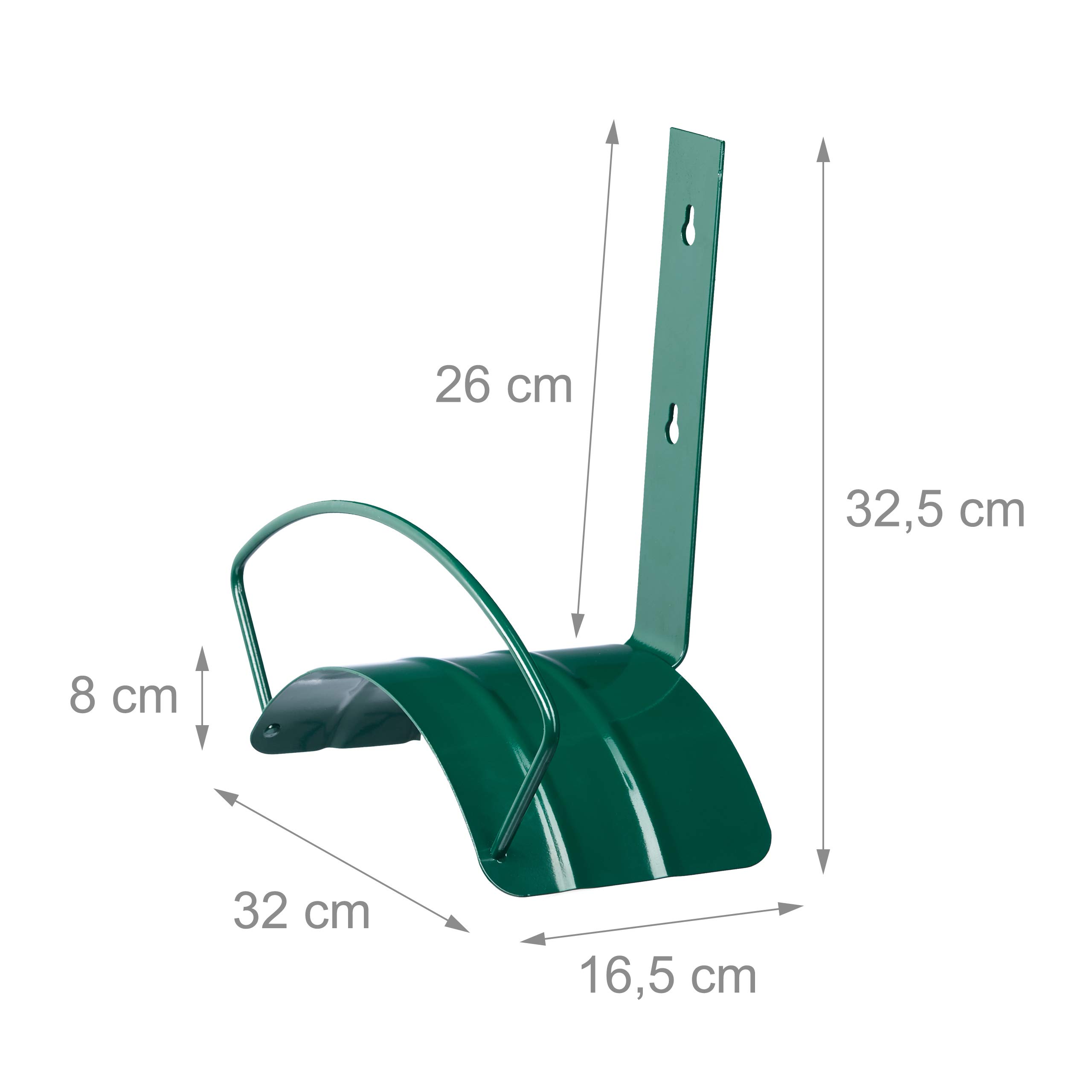 Relaxdays Supporto Porta Tubo da Parete, Metallo, Sostegno a Muro per 5/8 Pollici (15mm), Sifone Giardino 60m, Verde