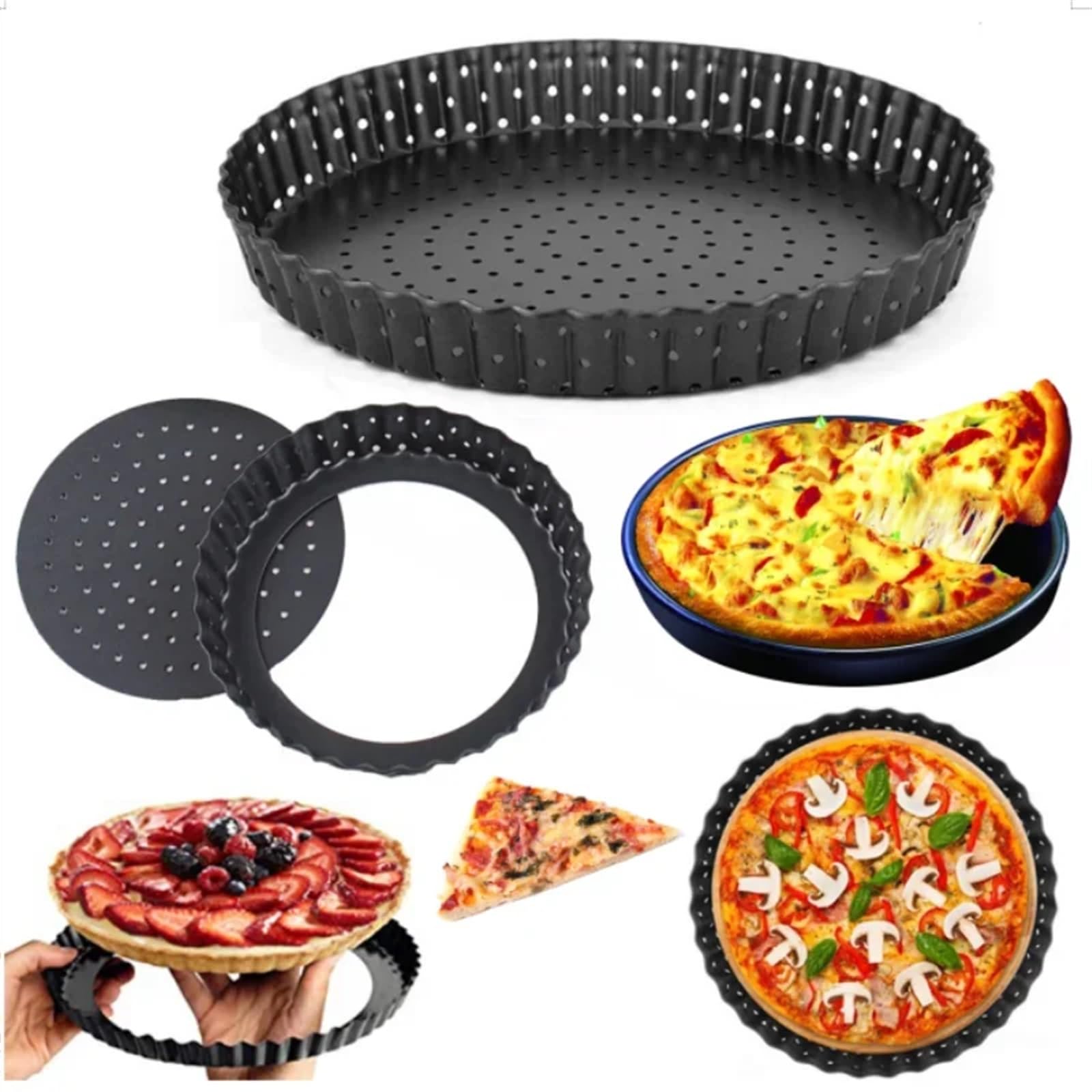 Backblech 5/8/9 Zoll Perforierte Kuchen Pan Pizza Pan Antihaft Obst Kuchen Kuchen Formen Backform Boden Backblech backformen Werkzeuge(20cm 8in)