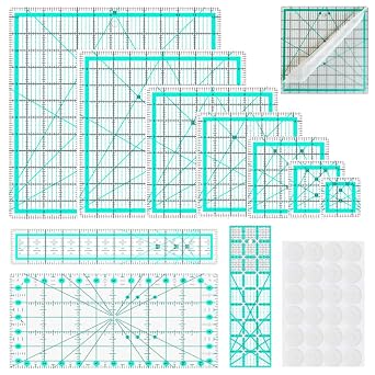 Quilting Rulers,10 Quilting Rulers2.5"x2.5",3.5"x3.5",5"x5", 6.5"x6.5",8"x8",10"x10",12.5"x12.5",6.5"x12",2"x12",3"x9" Acrylic Quilting Ruler