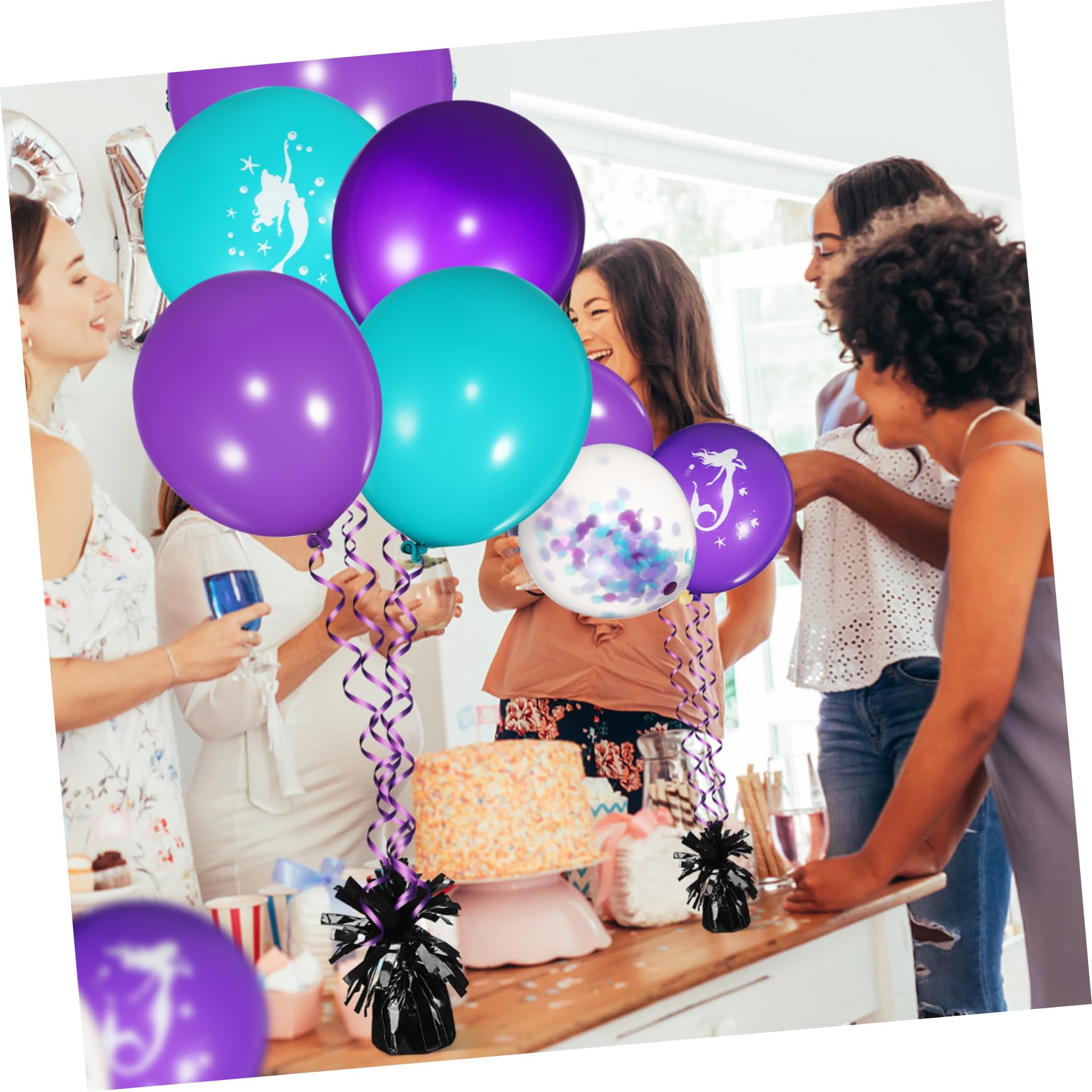 Pesetti per Palloncini in Pet, 8 Pezzi, Neri, Riutilizzabili, per Feste e Palchi, Stabilizzano i Palloncini Design Compatto e Lucido