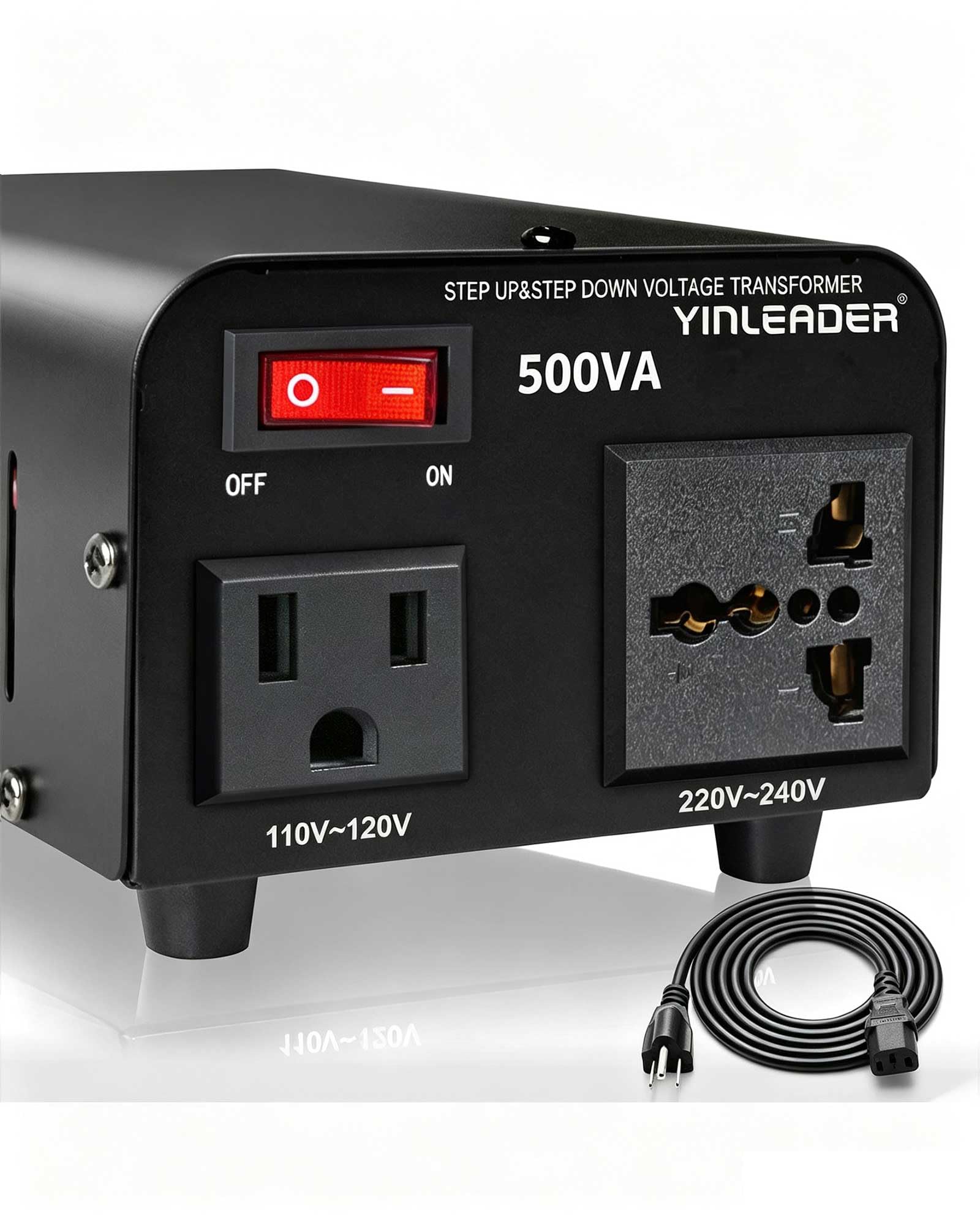 500W Voltage Transformer Power Converter 110V to 220V 220V to 110V | Yinleader Step UpDown Converter 110120 Volt - 220240 Volt wUS Power Cord [300W Continuous Power] product thumbnail 3