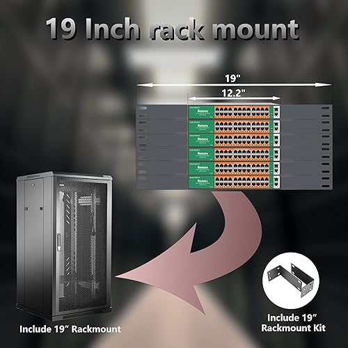 Miniatura 7 de Switch Gigabit PoE de 24 puertos con 2 puertos Ethernet Gigabit de enlace ascendente, 400W, no administrado, montaje en rack de 19 pulgadas, VLAN,