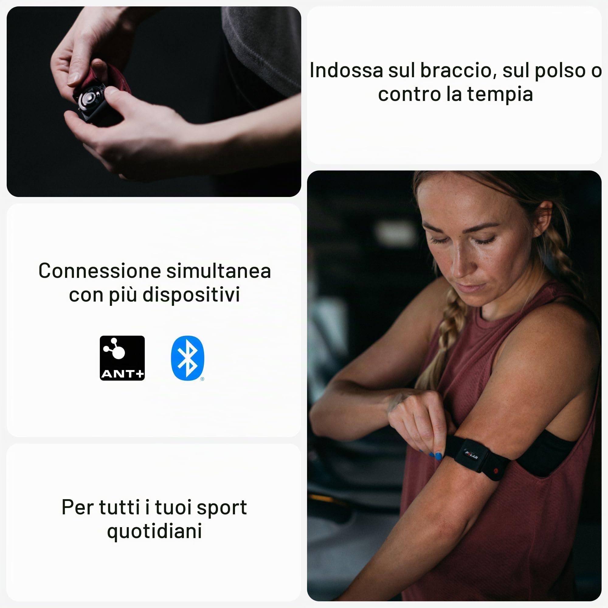 Polar Verity Sense Sensore Ottico di Frequenza Cardiaca Bluetooth & ANT+ | Modalità nuoto, Memoria interna, ANT+ & Dual Bluetooth, Compatibile con Peloton & Zwift