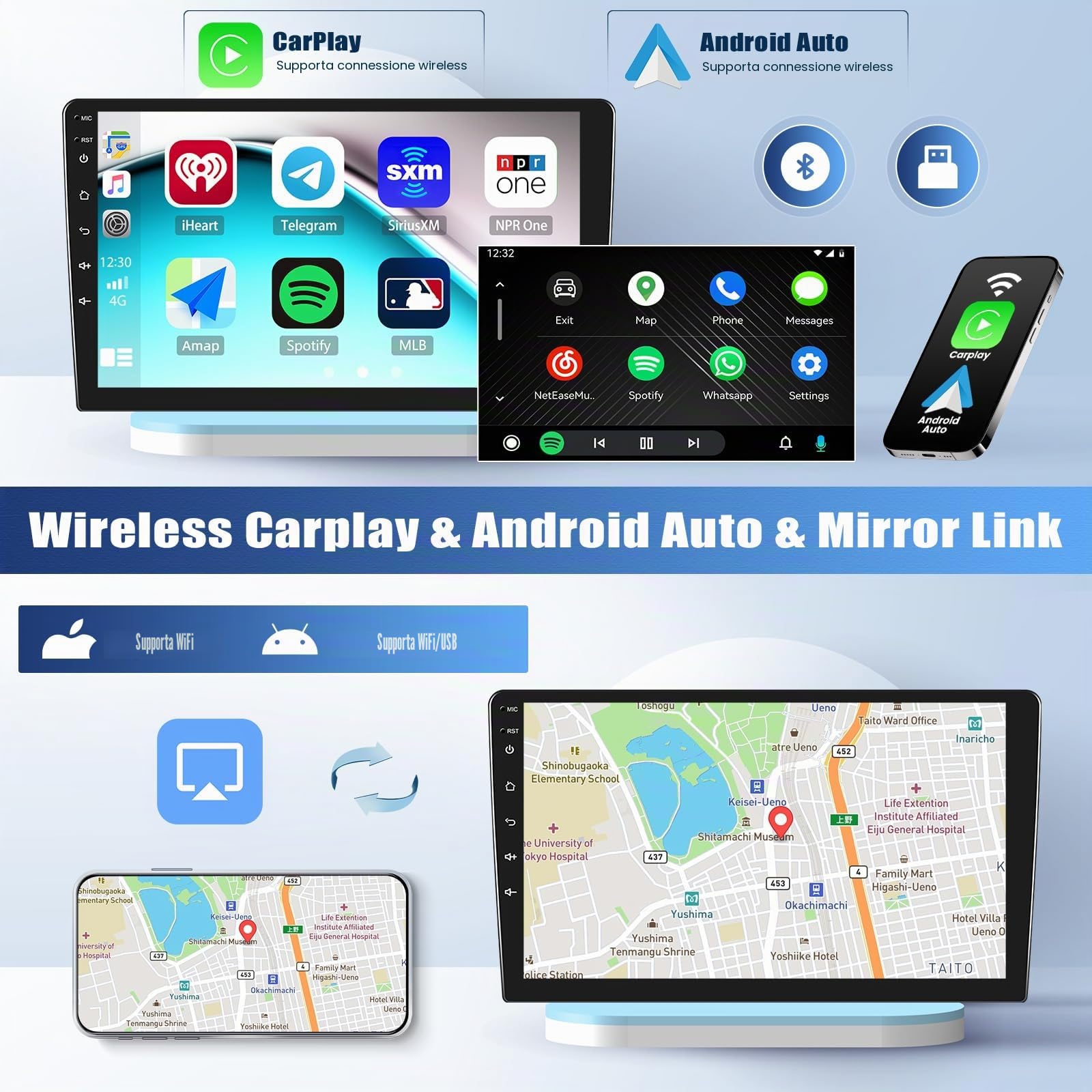Android 15, 2G+64G CAMECHO Autoradio 2 Din per VW Polo 6R 6C 9N 2008-2016 Carplay Android Auto, Touch Schermo da 9-Pollici con GPS WiFi EQ Bluetooth FM/RDS SWC + Telecamera posteriore + Microfono