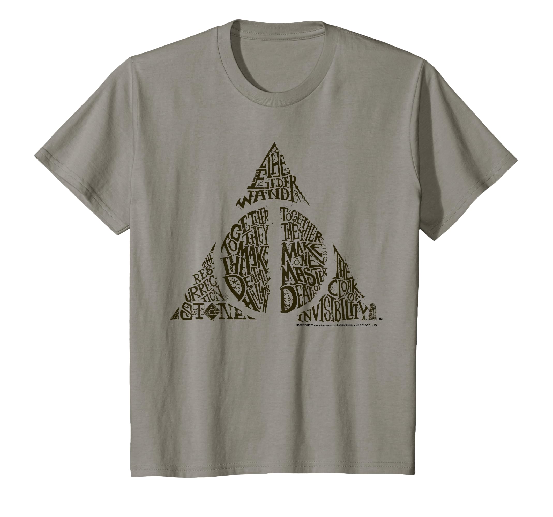 Kids Harry Potter Deathly Hallows Symbol Text Fill T-Shirt