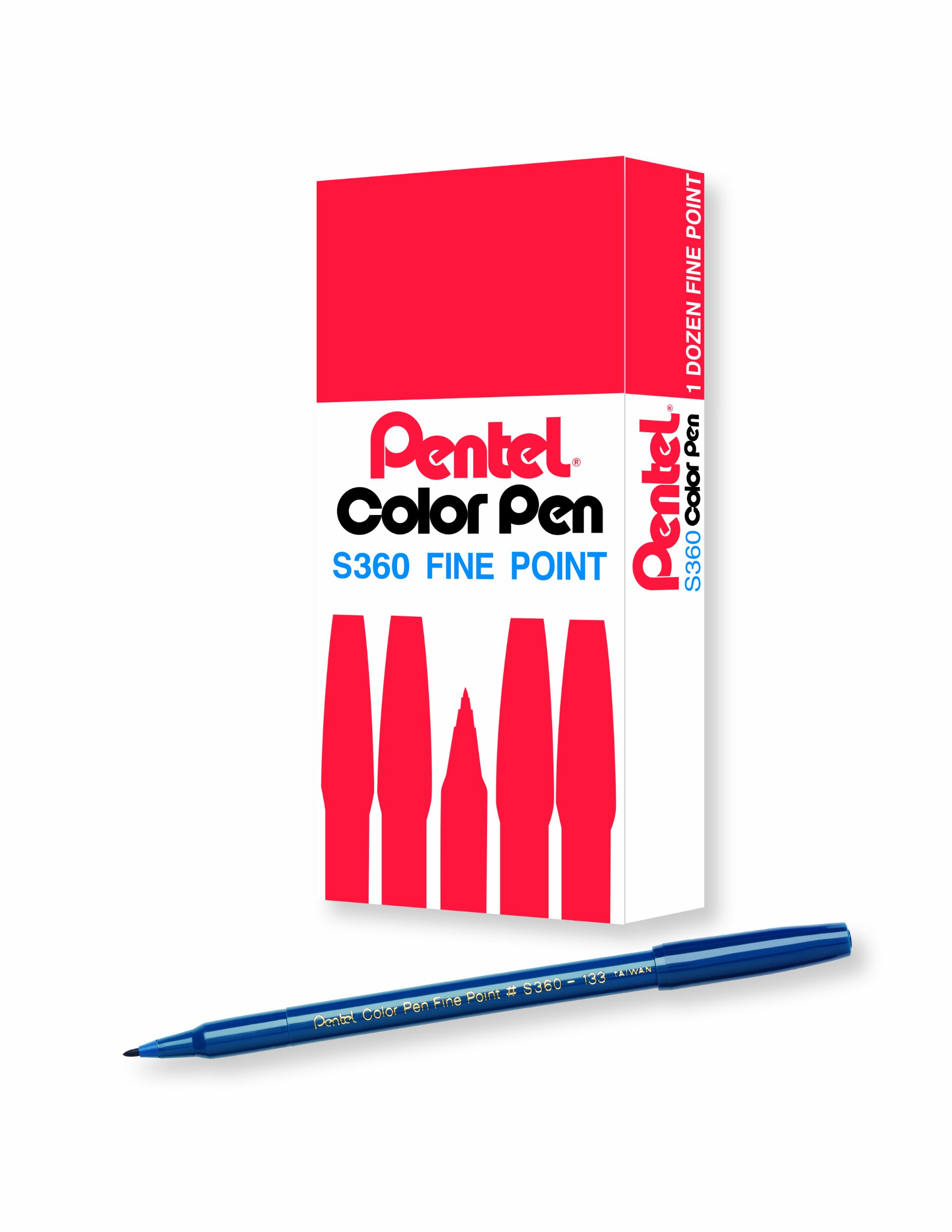 Pentel Arts Color Pen, Marine Blue, Box of 12 (S360-133)