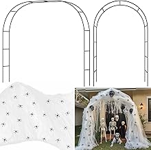 Halloween Horror Outdoor Decorations Assembly Arch, Courtyard Garden Horror Decorations with Elastic Spider Web and 20 Fake Spiders Suitable for Halloween Indoor and Outdoor Party Supplies