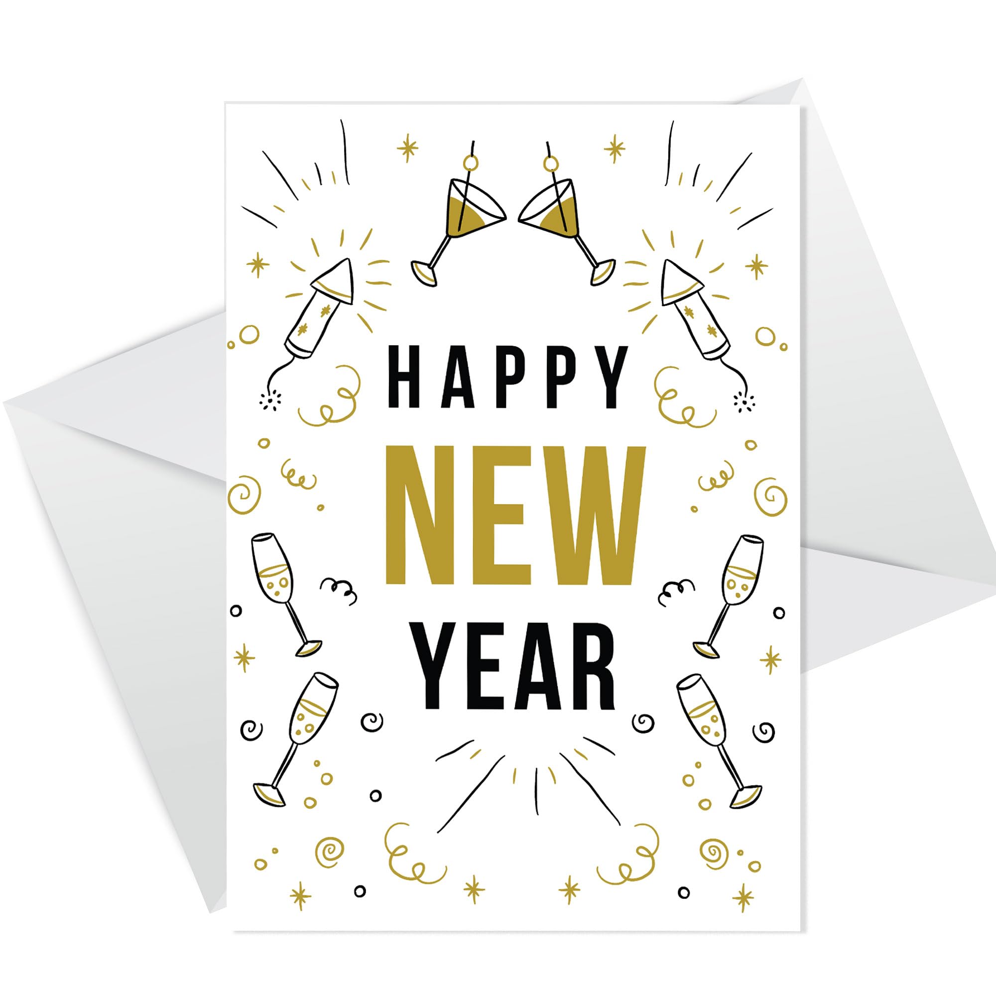 RED OCEAN Happy New Year Greetings Card, Card With White Envelope, New Year Card For Friends and Family, Card For Him/Her/Special Couple