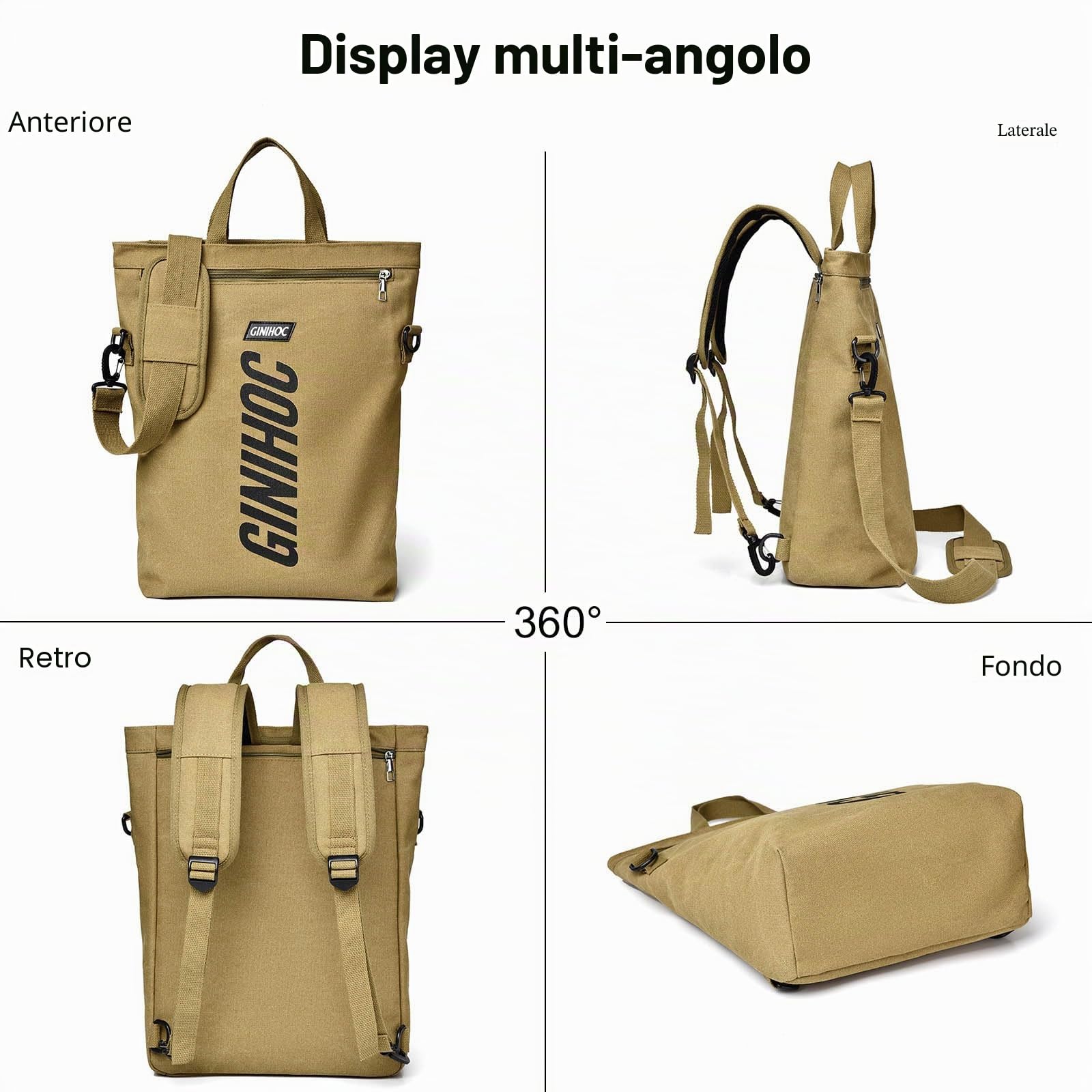 FANDARE Zaino Tela Porta PC Cartelle Zaino Donna Uomo Università Zaini Casual Borsa a Spalla Ragazzo Ragazza per Scuola Viaggio Marrone