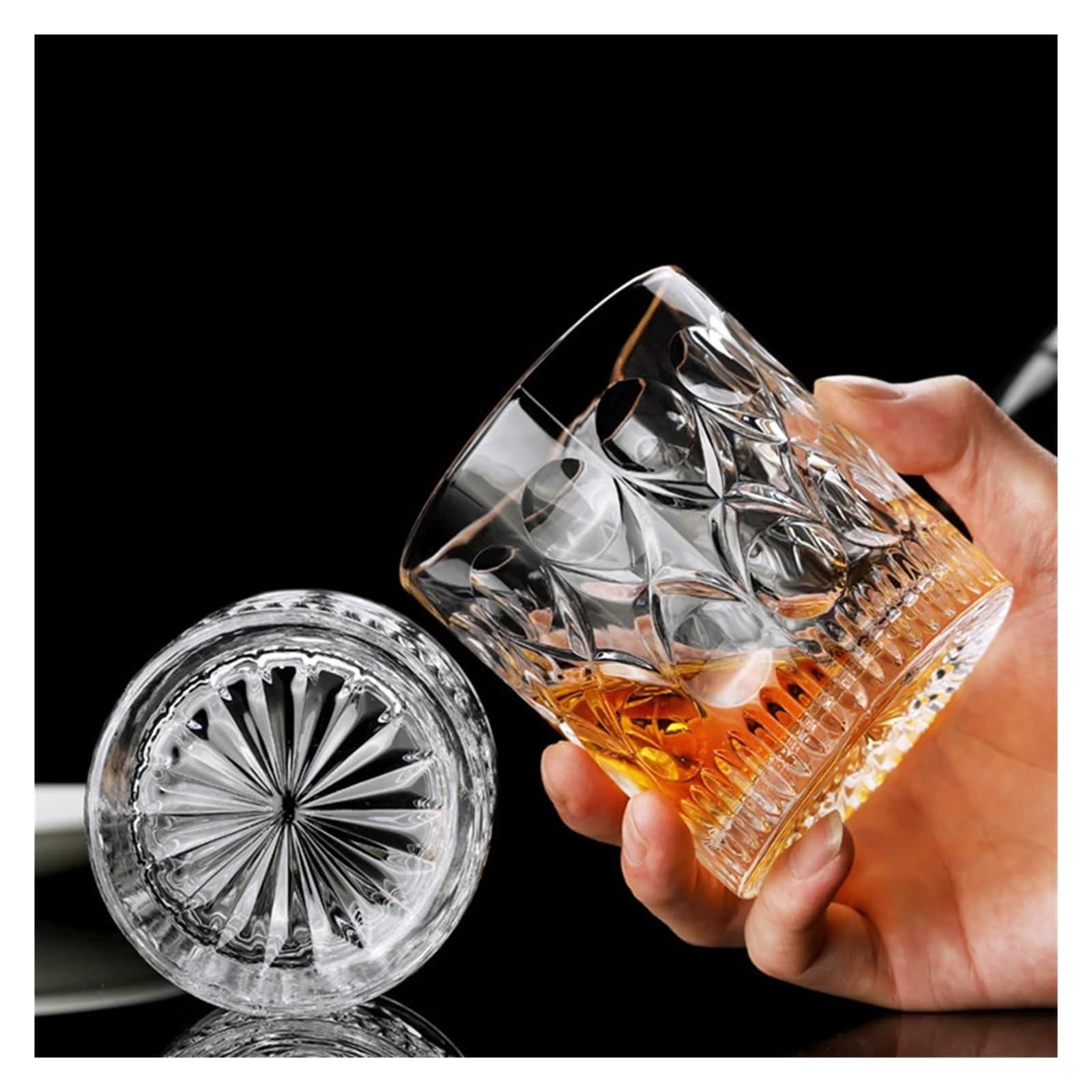 Kristallgläser 235 ml/330 ml Whiskygläser Relief Cocktailglas Transparent Trinkgläser Transparent Cognacglas Kaltgetränkebecher(330ml)