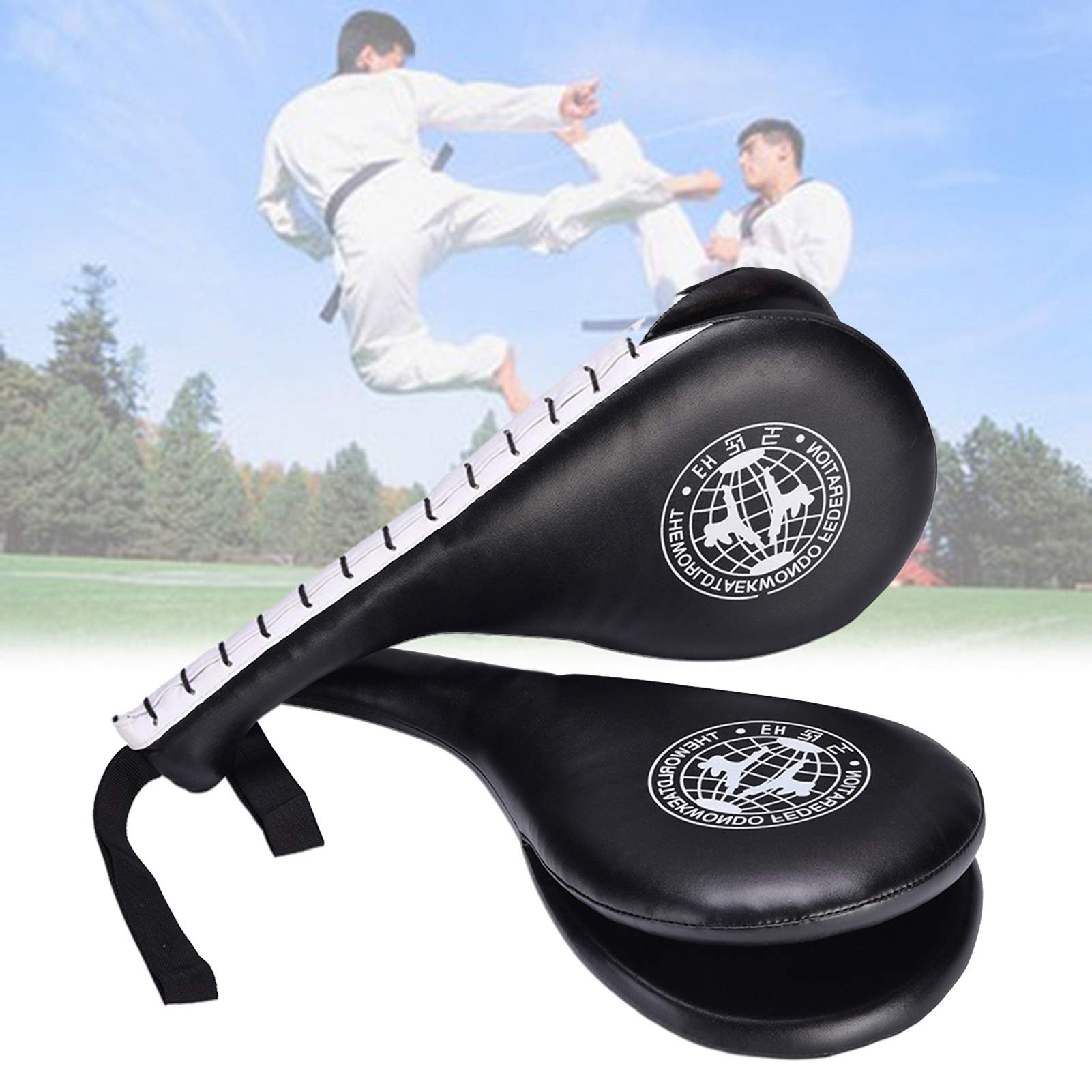 Paquete De 2 Almohadillas De Patada De Taekwondo, Paletas De Boxeo Negras Para Equipo De Karate Kickboxing Y Equipo De Combate Tk
